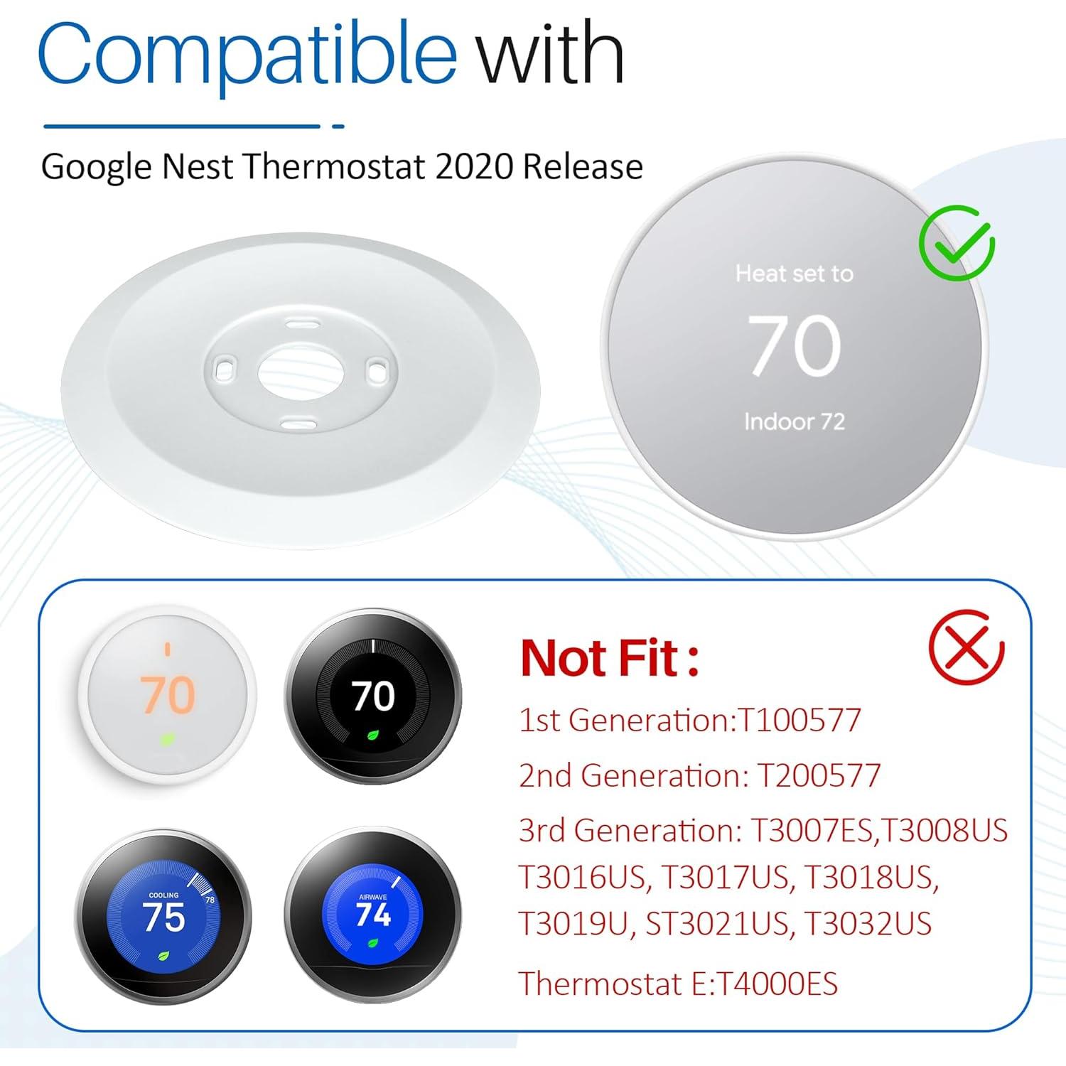 Cubierta de Placa de Pared ChangTa para Termostato Nest 2020 - 2 Piezas