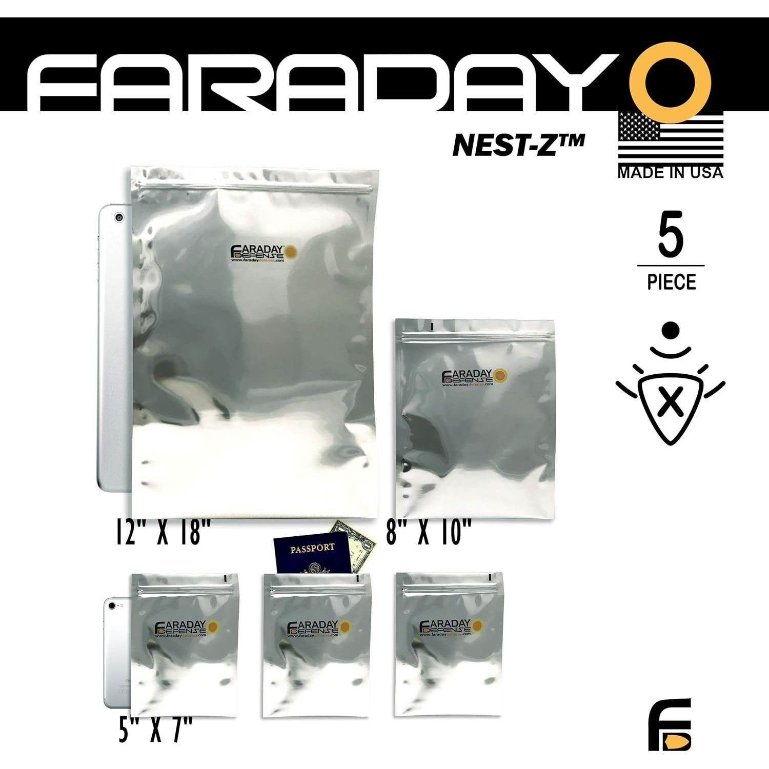 Kit Faraday Defense NEST-Z 5 Piezas Protección EMP Grado Militar