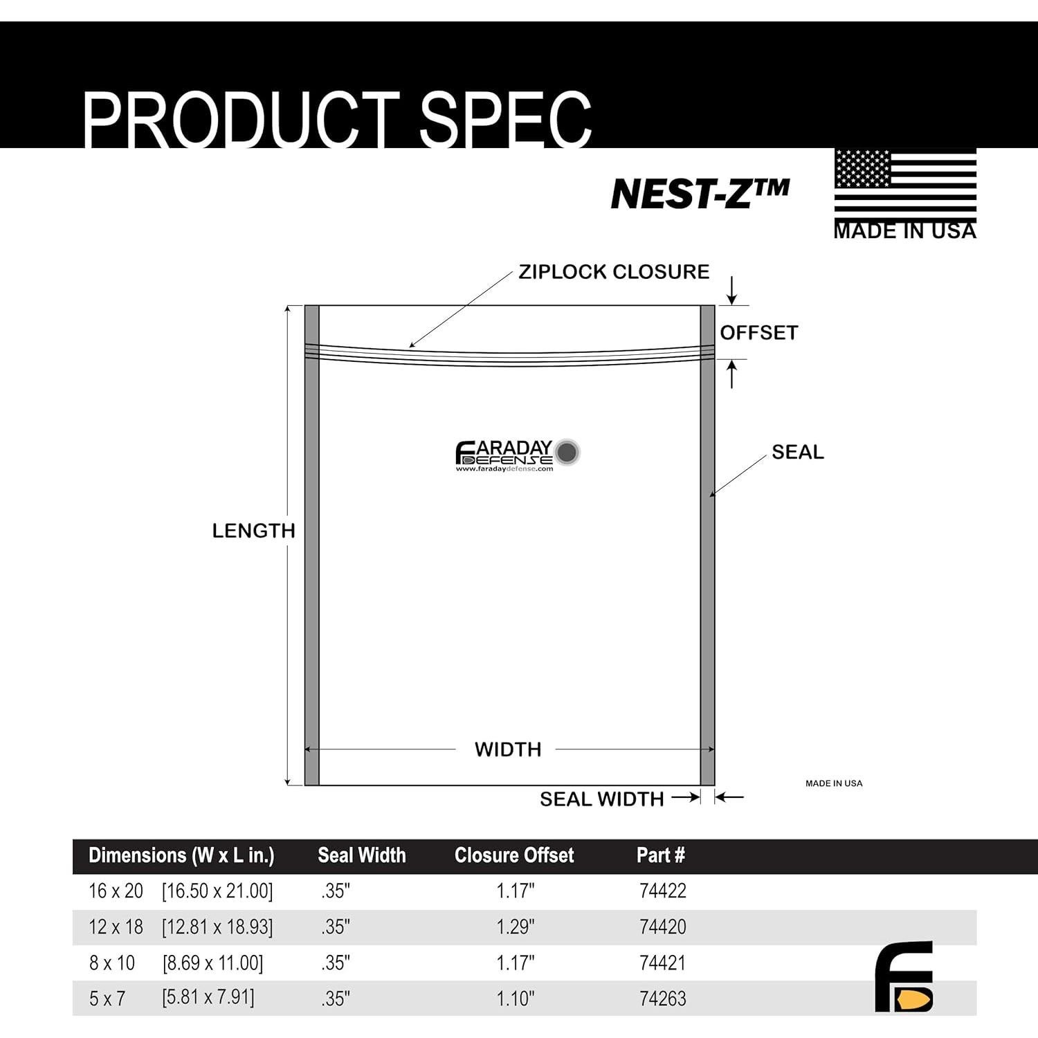 Kit de 15 Bolsas Faraday NEST-Z - Protección EMP Grado Militar