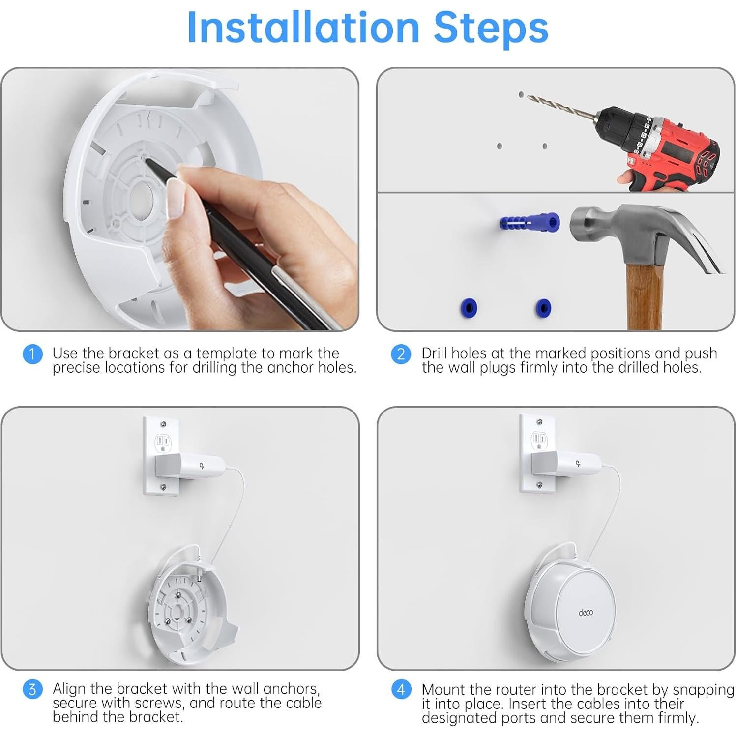 Soporte de Pared para TP-Link Deco WiFi 7 - Blanco 3-Pack