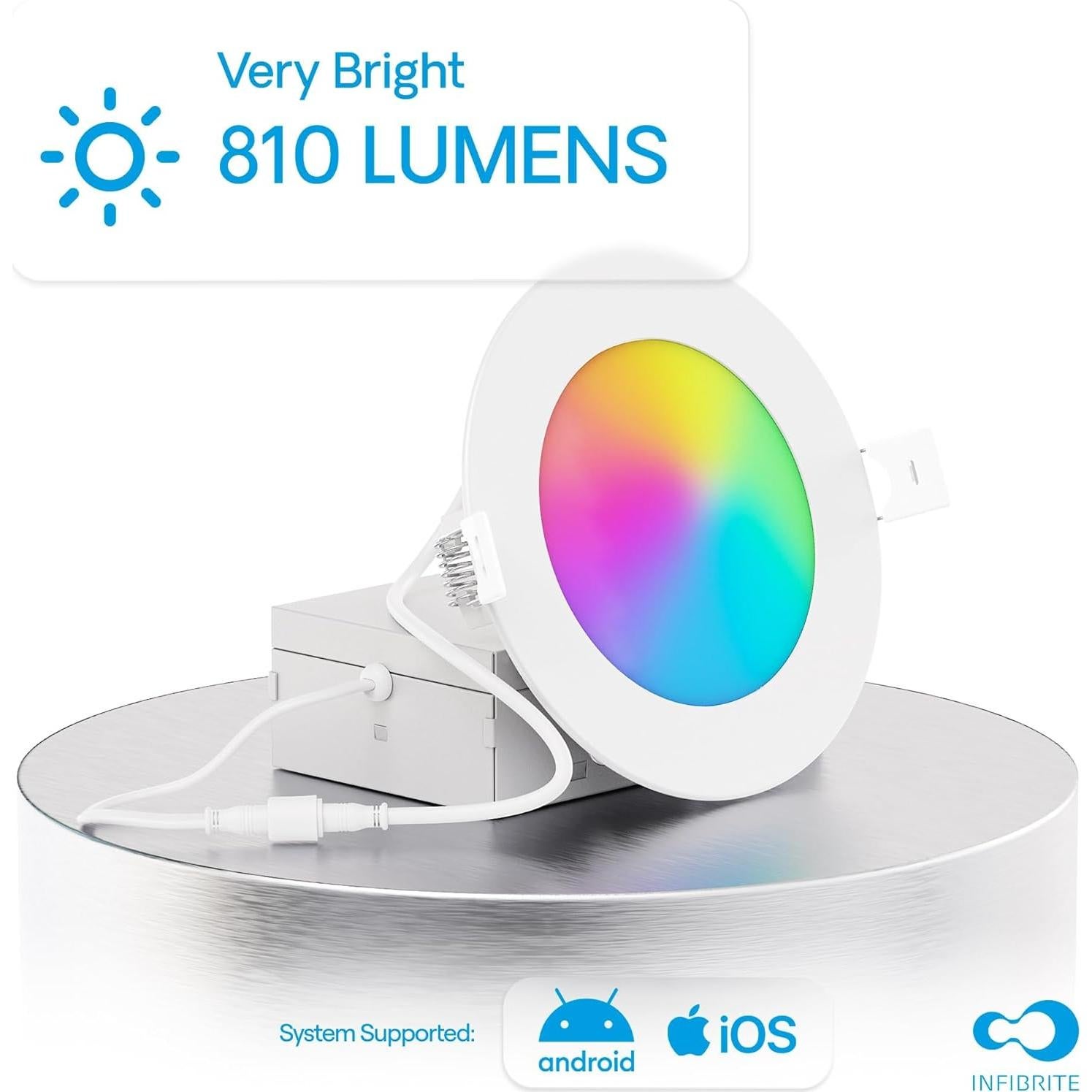 Luz de Techo LED Empotrada Infibrite 9W 810LM WiFi Multicolor