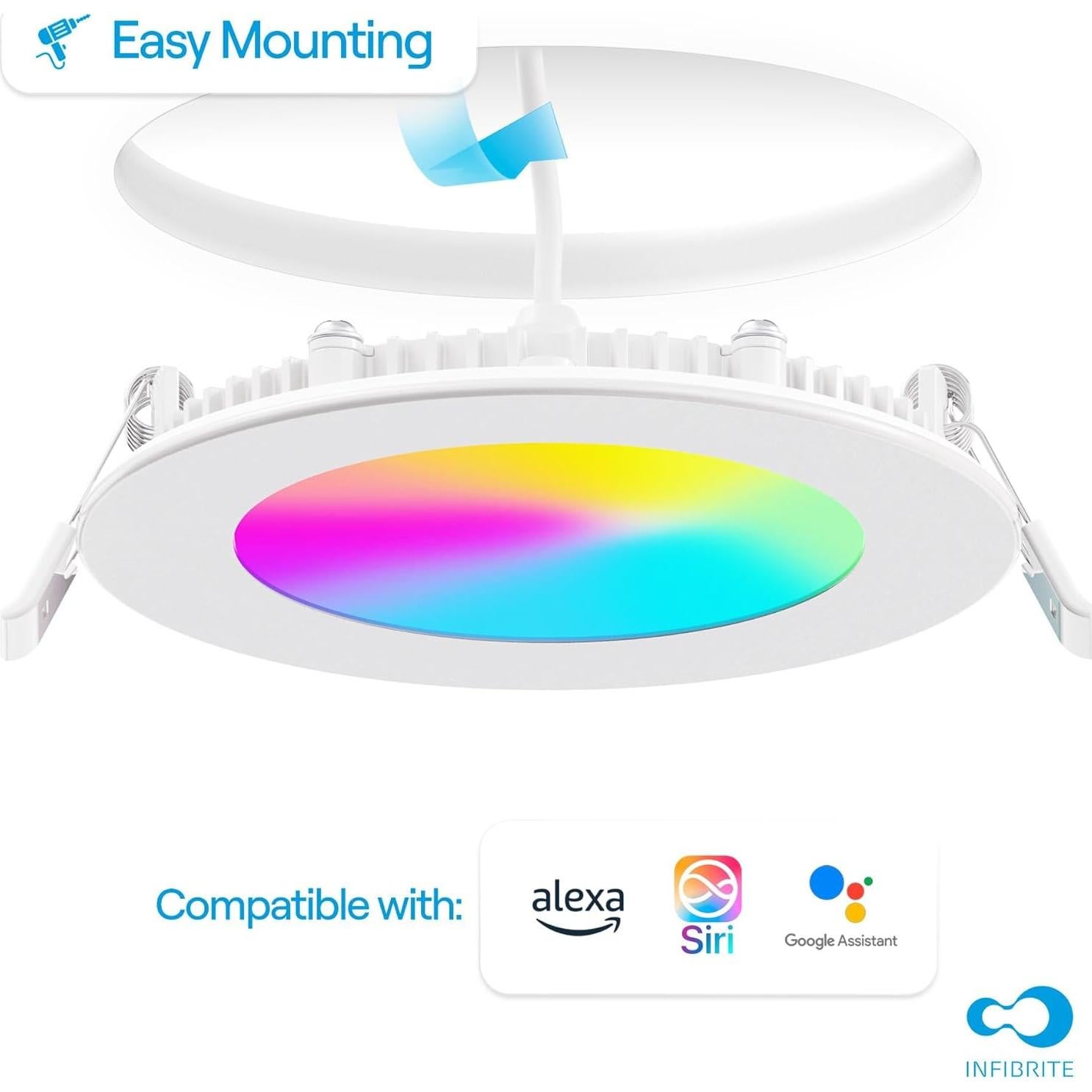 Luz de Techo LED Empotrada Infibrite 9W 810LM WiFi Multicolor