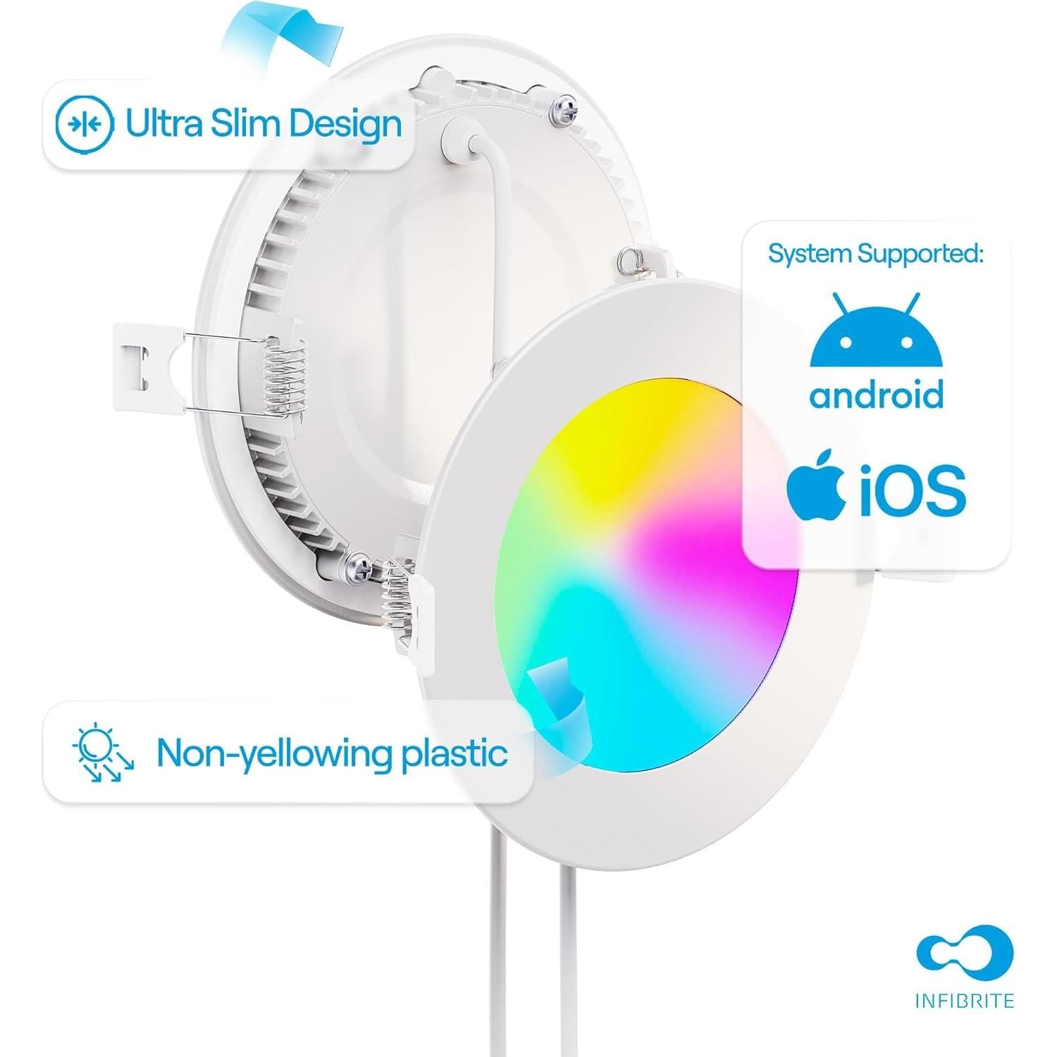 Luz de Techo LED Empotrada Infibrite 9W 810LM WiFi Multicolor