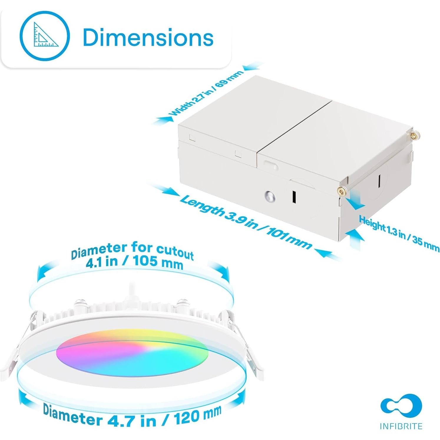Luz de Techo LED Empotrada Infibrite 9W 810LM WiFi Multicolor