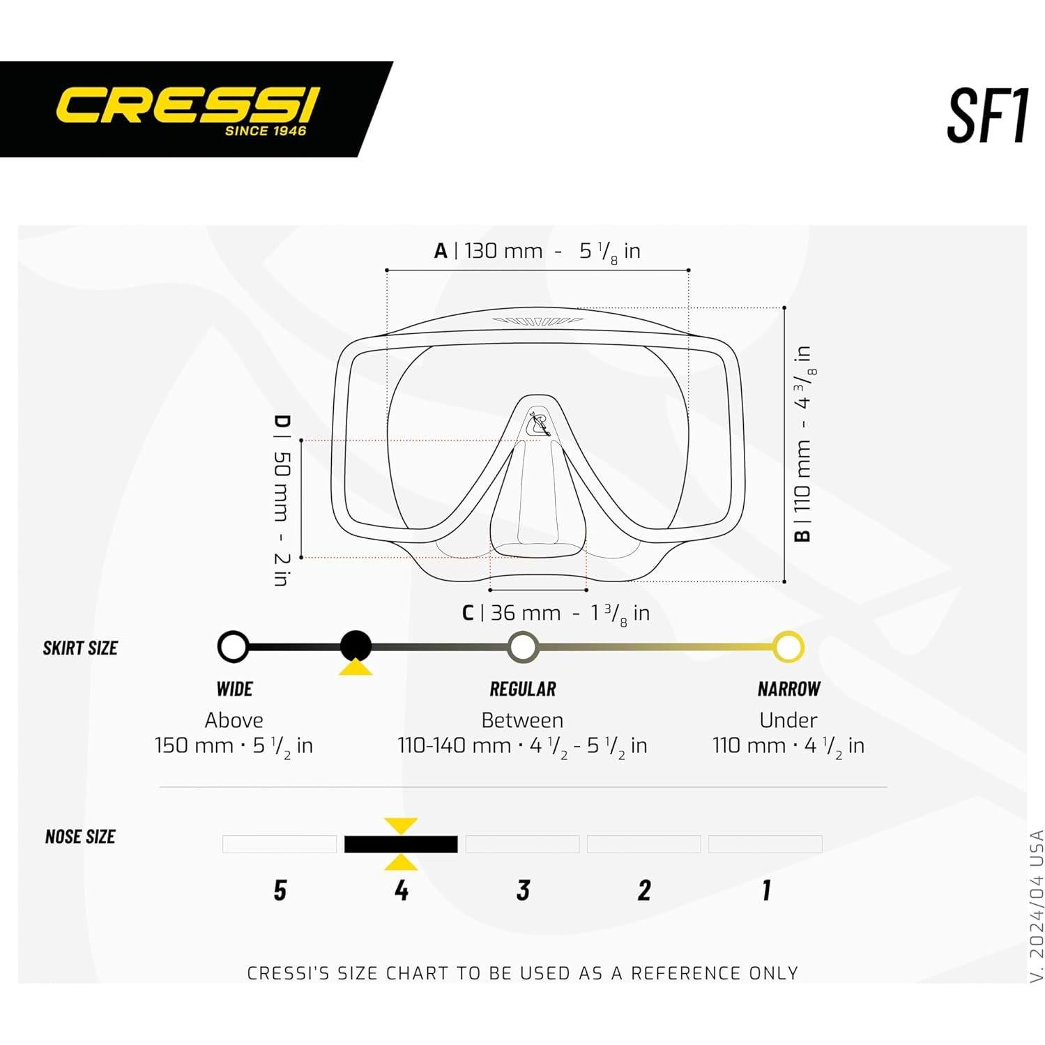 Máscara de Buceo Cressi SF1 Titanio Silicona Ajustable