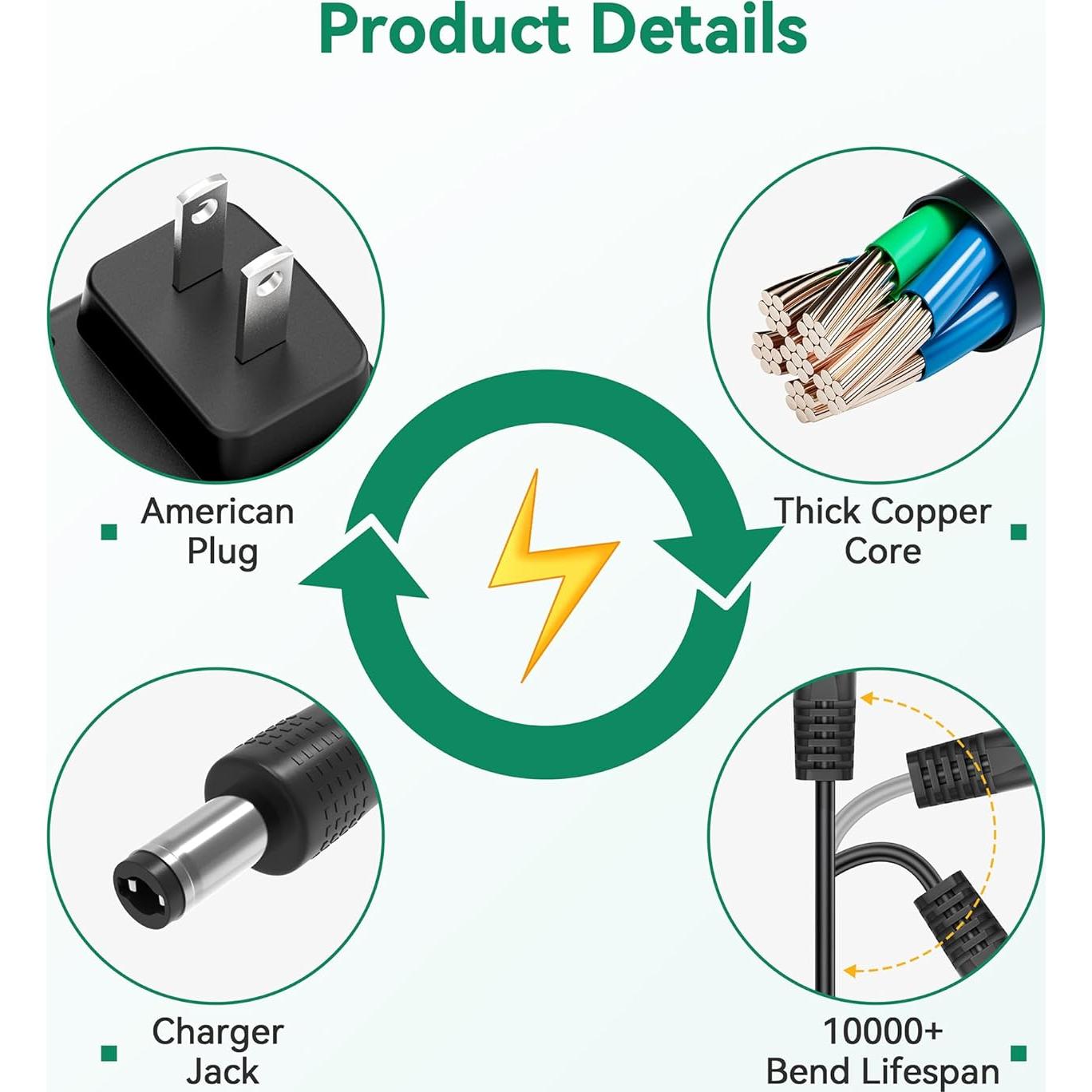 Adaptador de Corriente AC 12V W&T para Netgear Orbi RBS10 RBR10