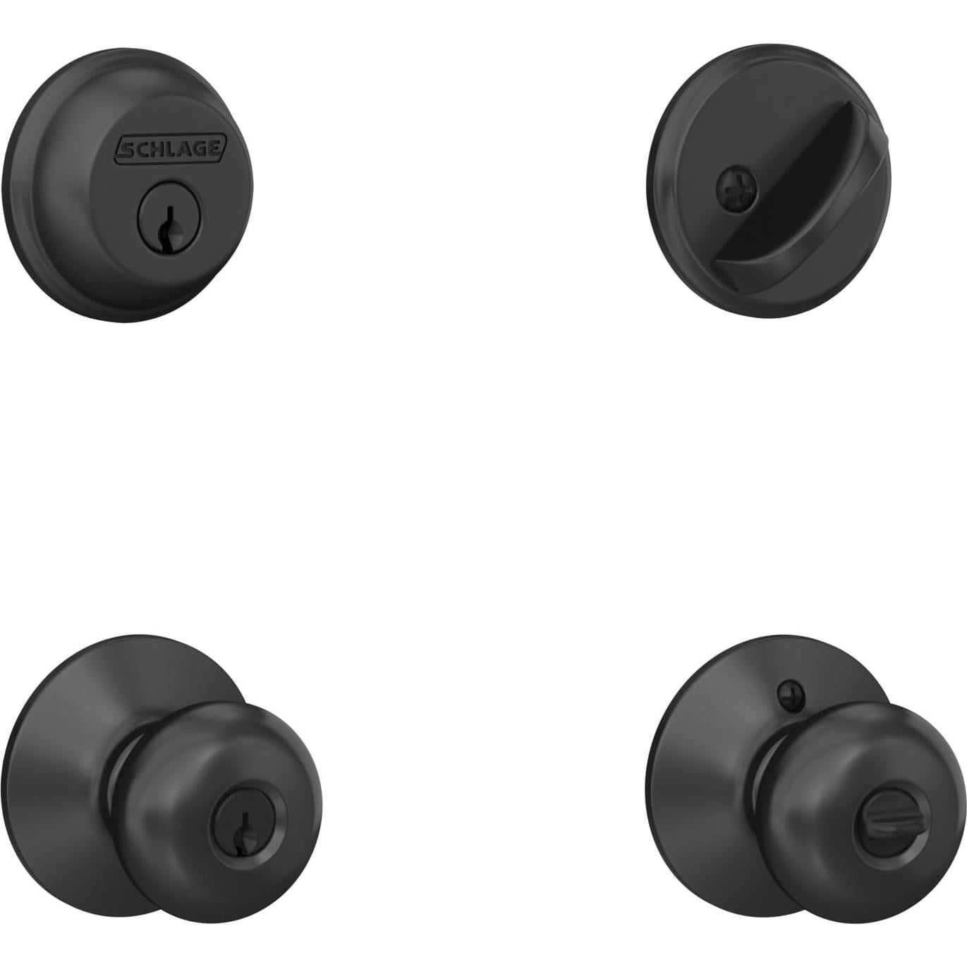 Cerrojo Schlage FB50 N G PLY 622 con Perilla Plymouth Negro Mate