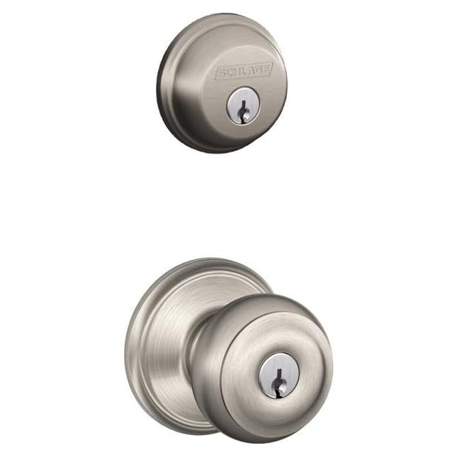 Cerradura de Cilindro Simple Schlage FB50N V GEO 619 B60 Níquel Satinado