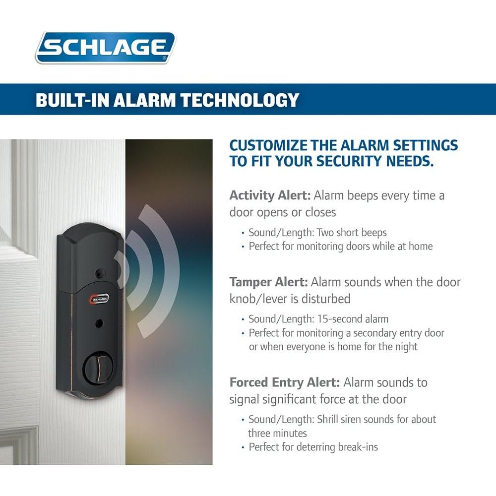 Cerradura Táctil Schlage FE469NX con Alarma y Z-Wave Bronce