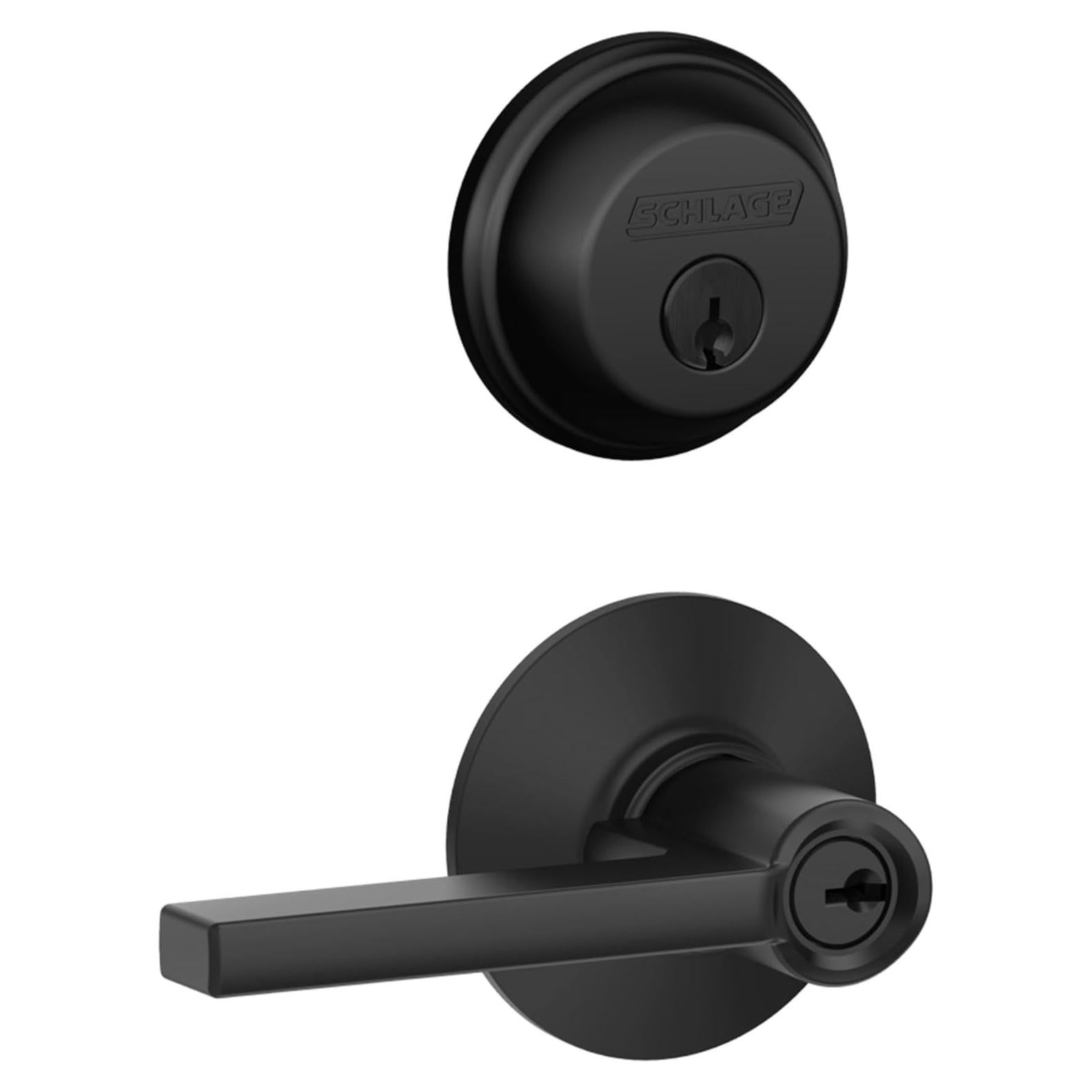 Cerrojo y Manija de Entrada Schlage Latitude Negro Mate