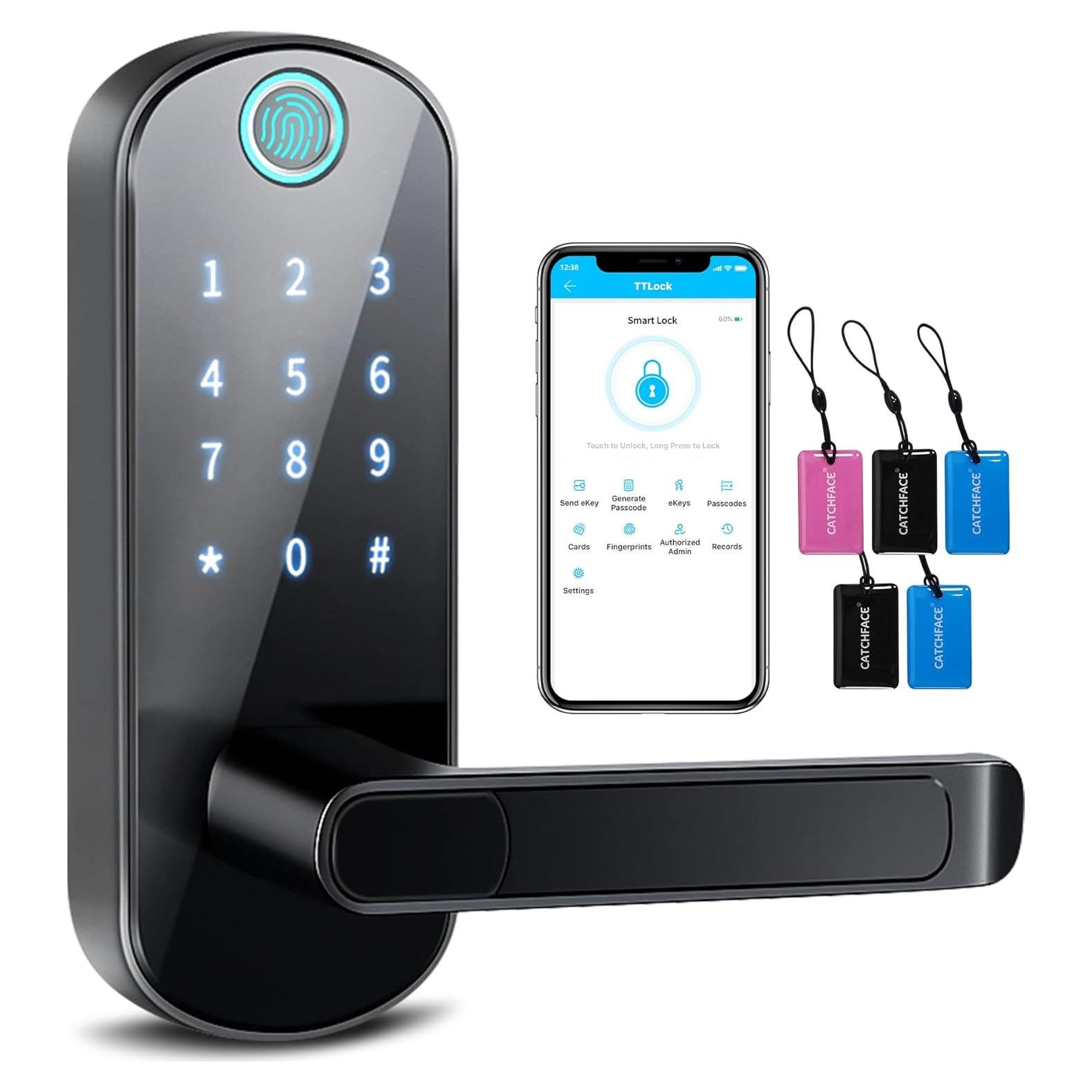 Cerradura Inteligente CATCHFACE TFX1-Negro con Huella Dactilar