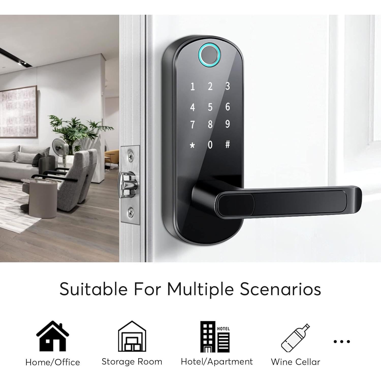 Cerradura Inteligente CATCHFACE TFX1-Negro con Huella Dactilar