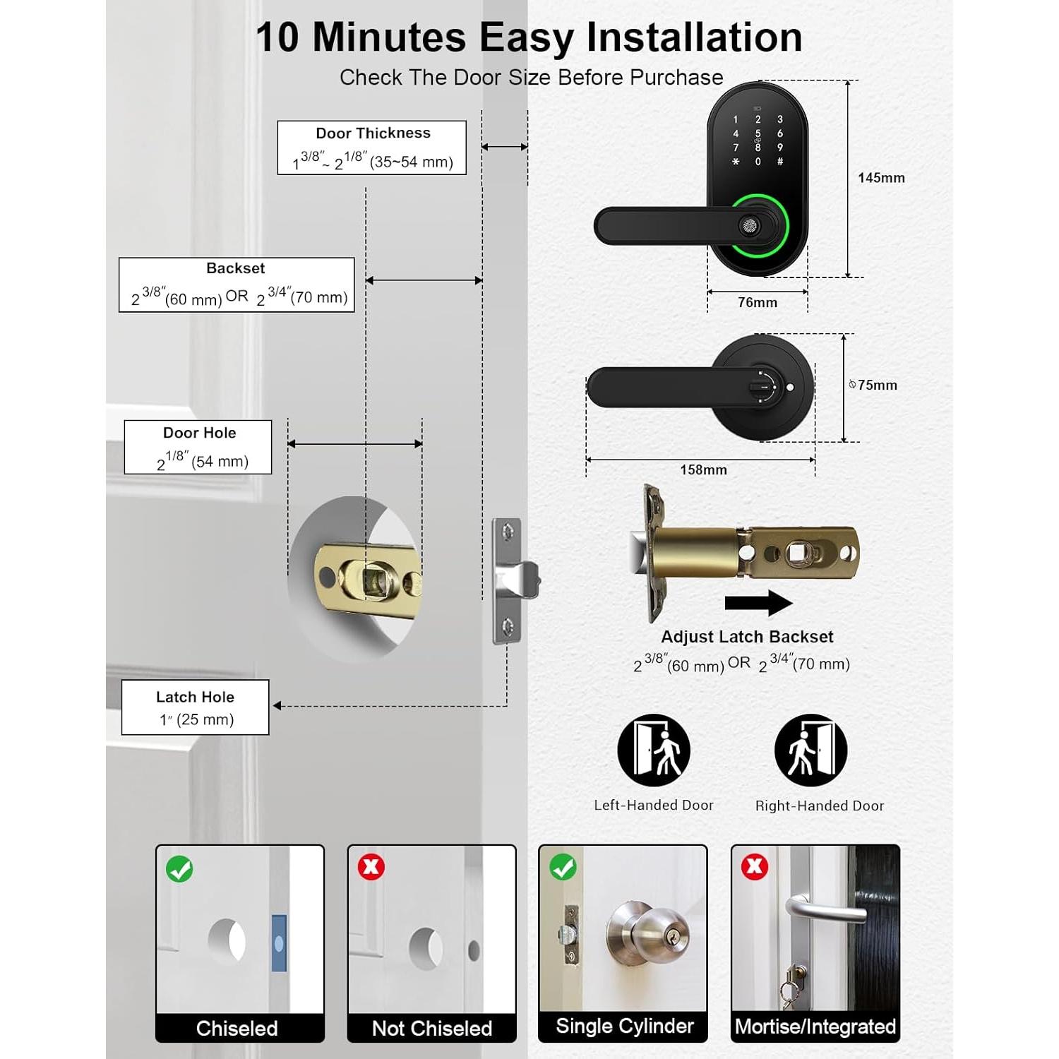 Cerradura Digital Biométrica ibicletas P01-205A Negra
