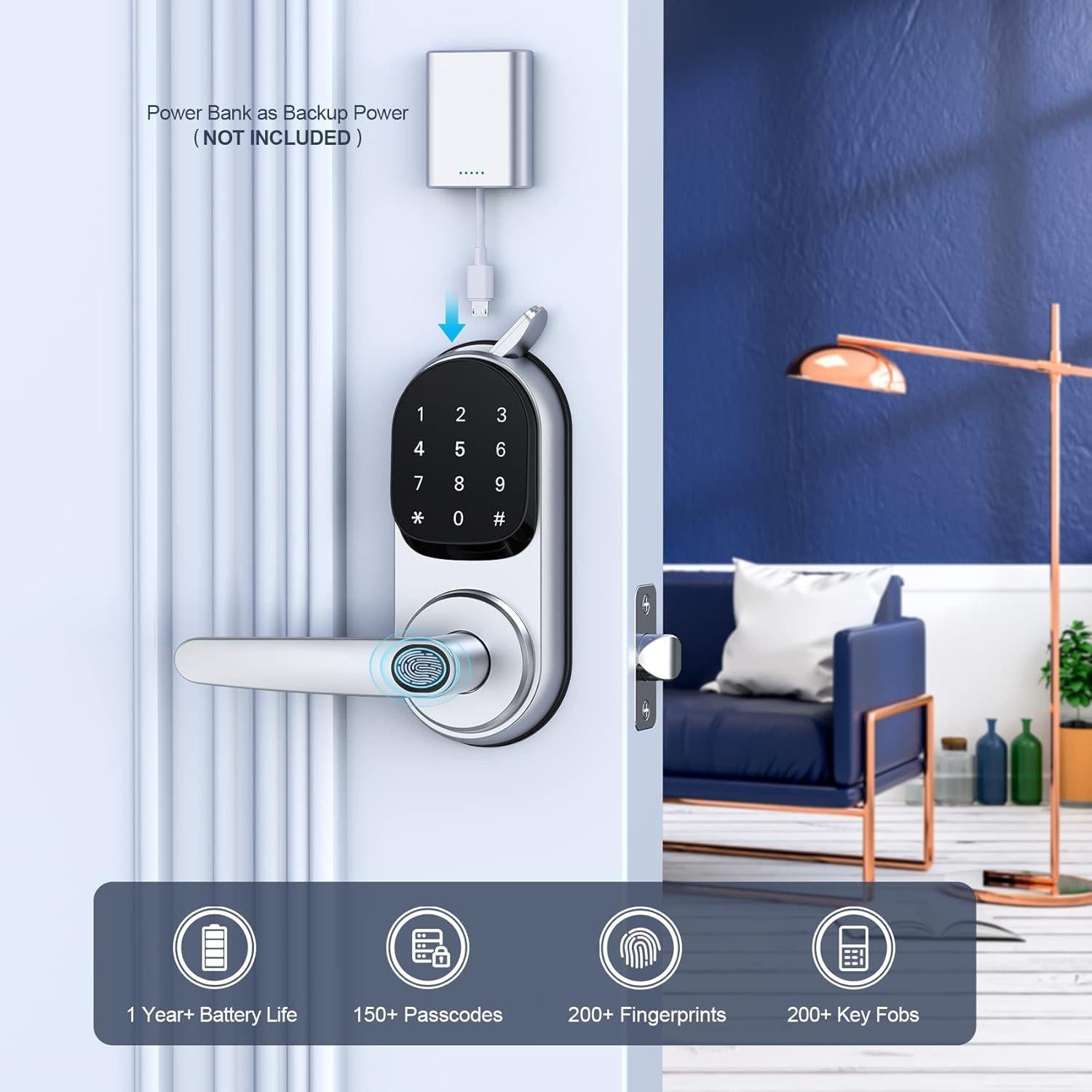 Cerradura Inteligente Dermum con Huella Digital y Teclado