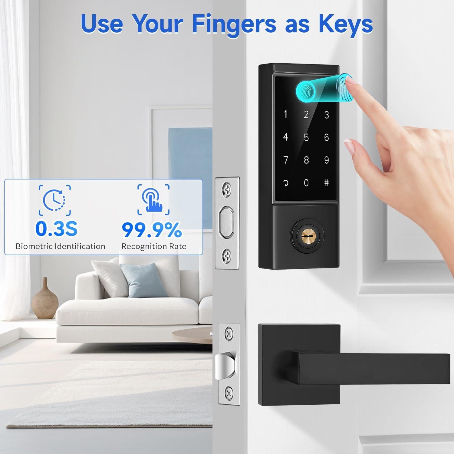Cerradura Inteligente Biométrica BEBASIA BA3 con APP y Teclado