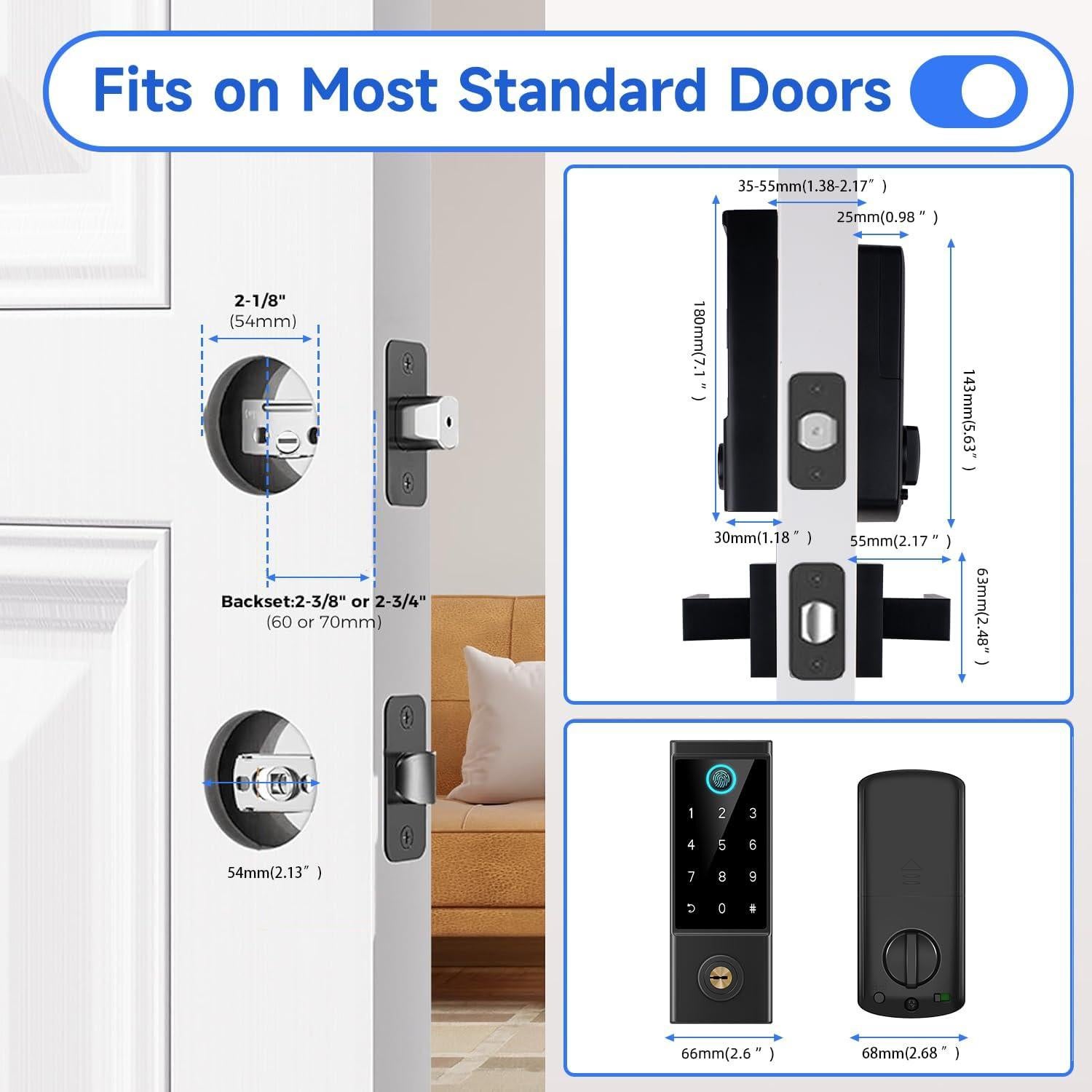 Cerradura Inteligente Biométrica BEBASIA BA3 con APP y Teclado