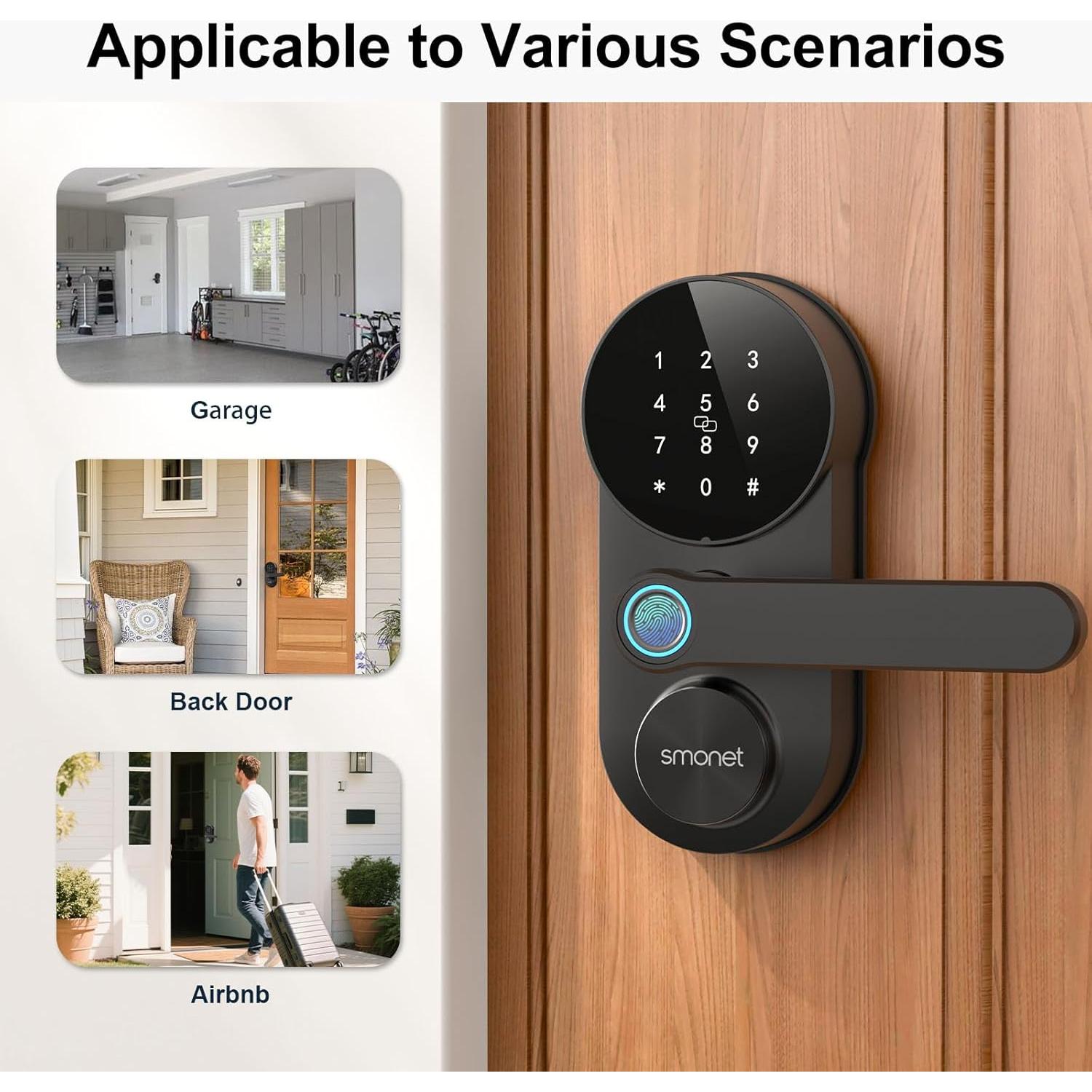 Cerradura WiFi Inteligente SMONET H6 con Huella Digital y Teclado