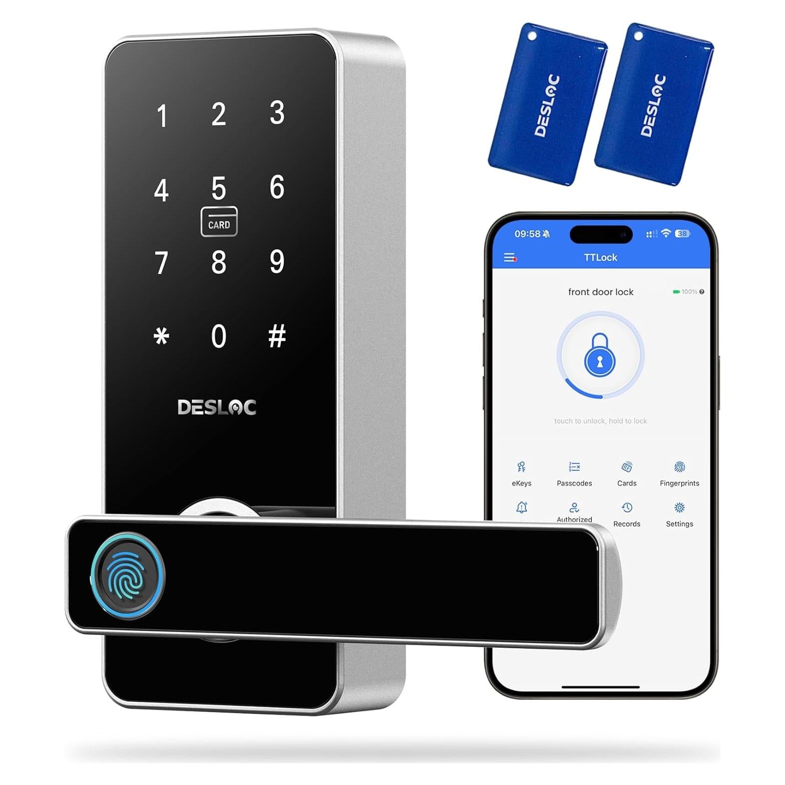 Cerradura Inteligente DESLOC B200L Biométrica Plata IP54