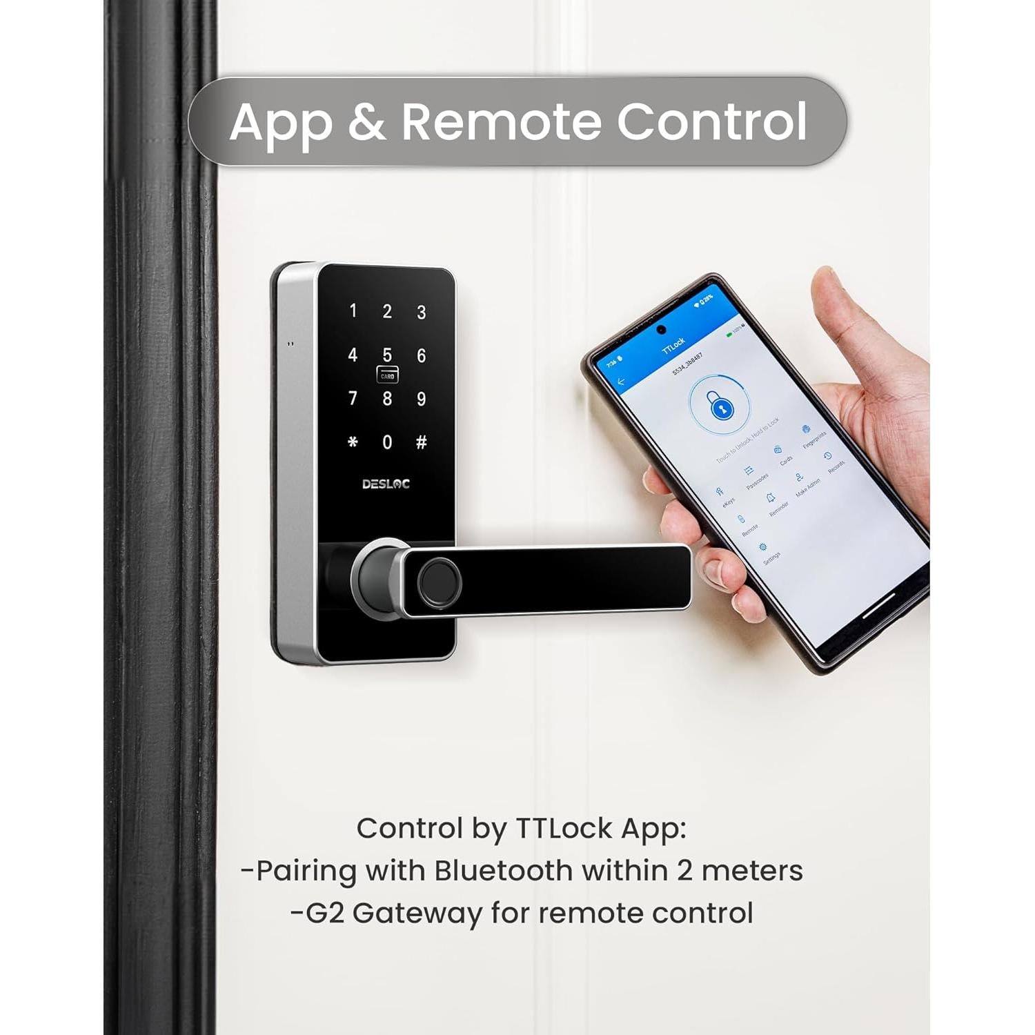 Cerradura Inteligente DESLOC B200L Biométrica Plata IP54