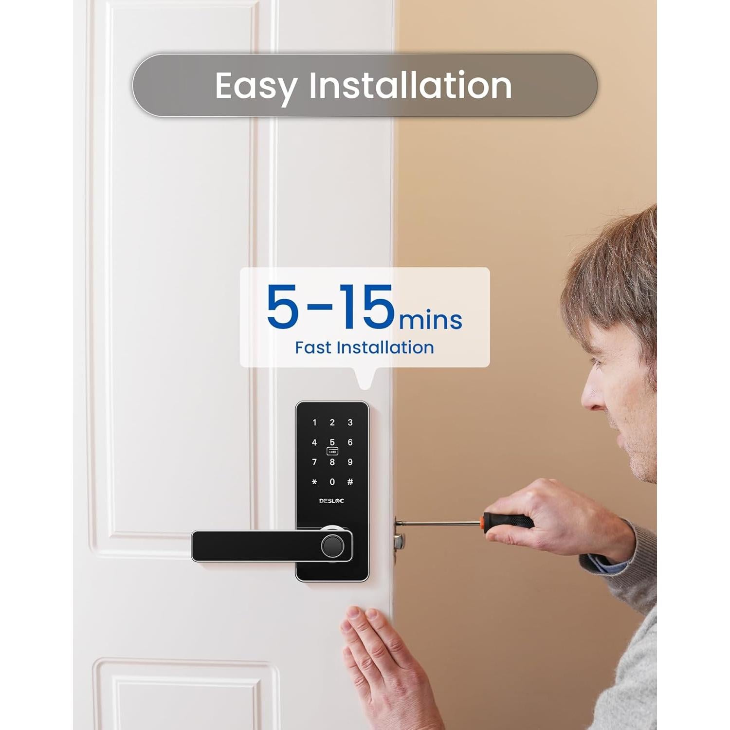 Cerradura Inteligente DESLOC B200L Biométrica Plata IP54