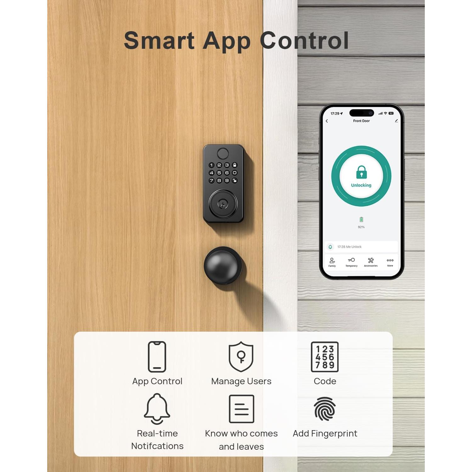 Cerradura Inteligente NBBX N201 con Huella Dactilar y APP