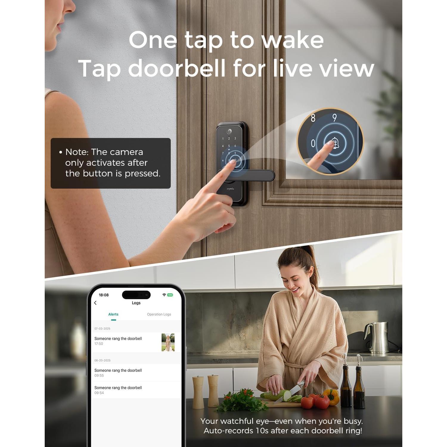 Cerradura Inteligente ARPHA T229 WiFi con Cámara y Huella Digital