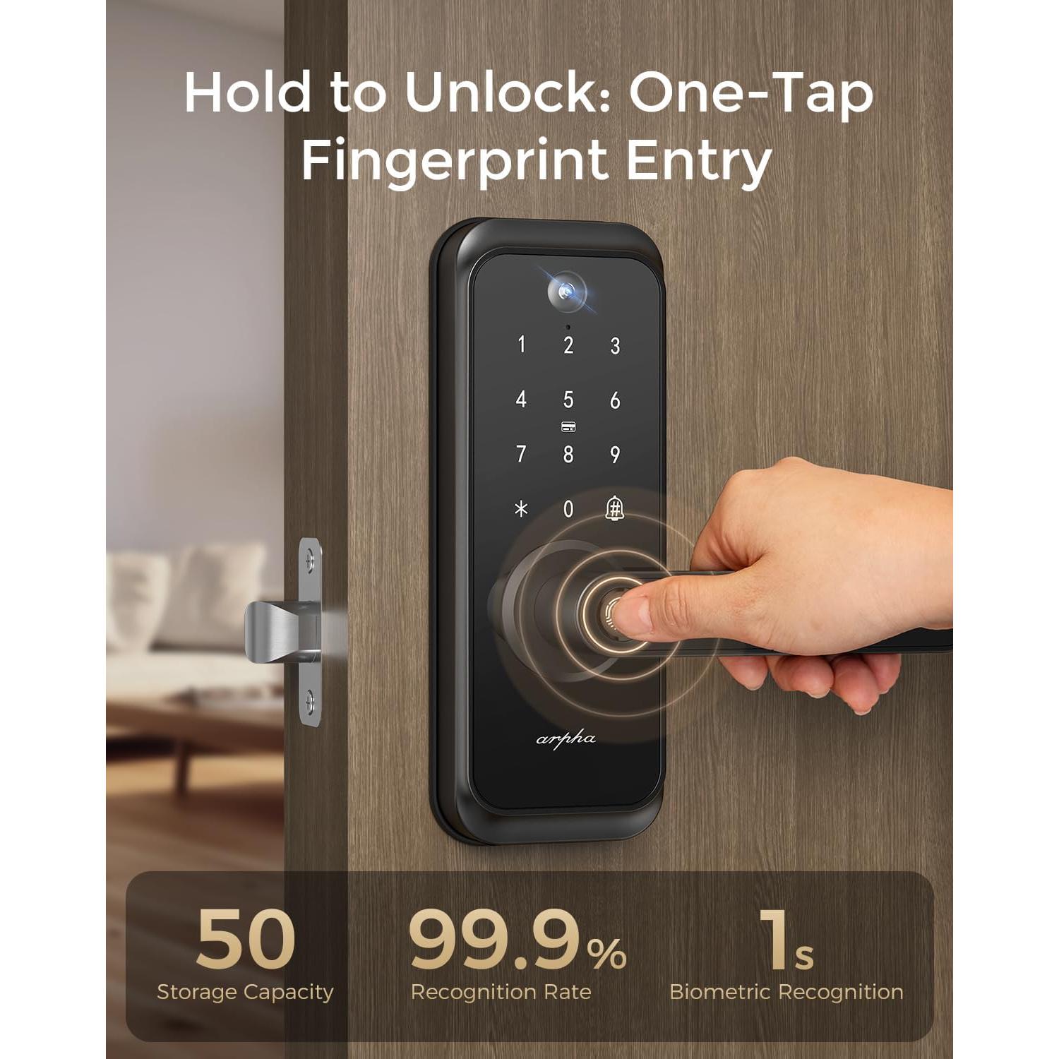 Cerradura Inteligente ARPHA T229 WiFi con Cámara y Huella Digital