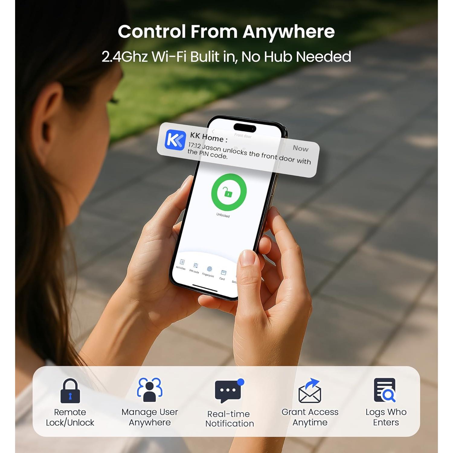 Cerradura Inteligente Veise VE027 con Wi-Fi y Control Remoto