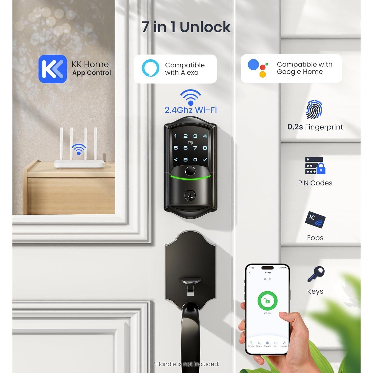 Cerradura Inteligente Veise VE027 con Wi-Fi y Control Remoto