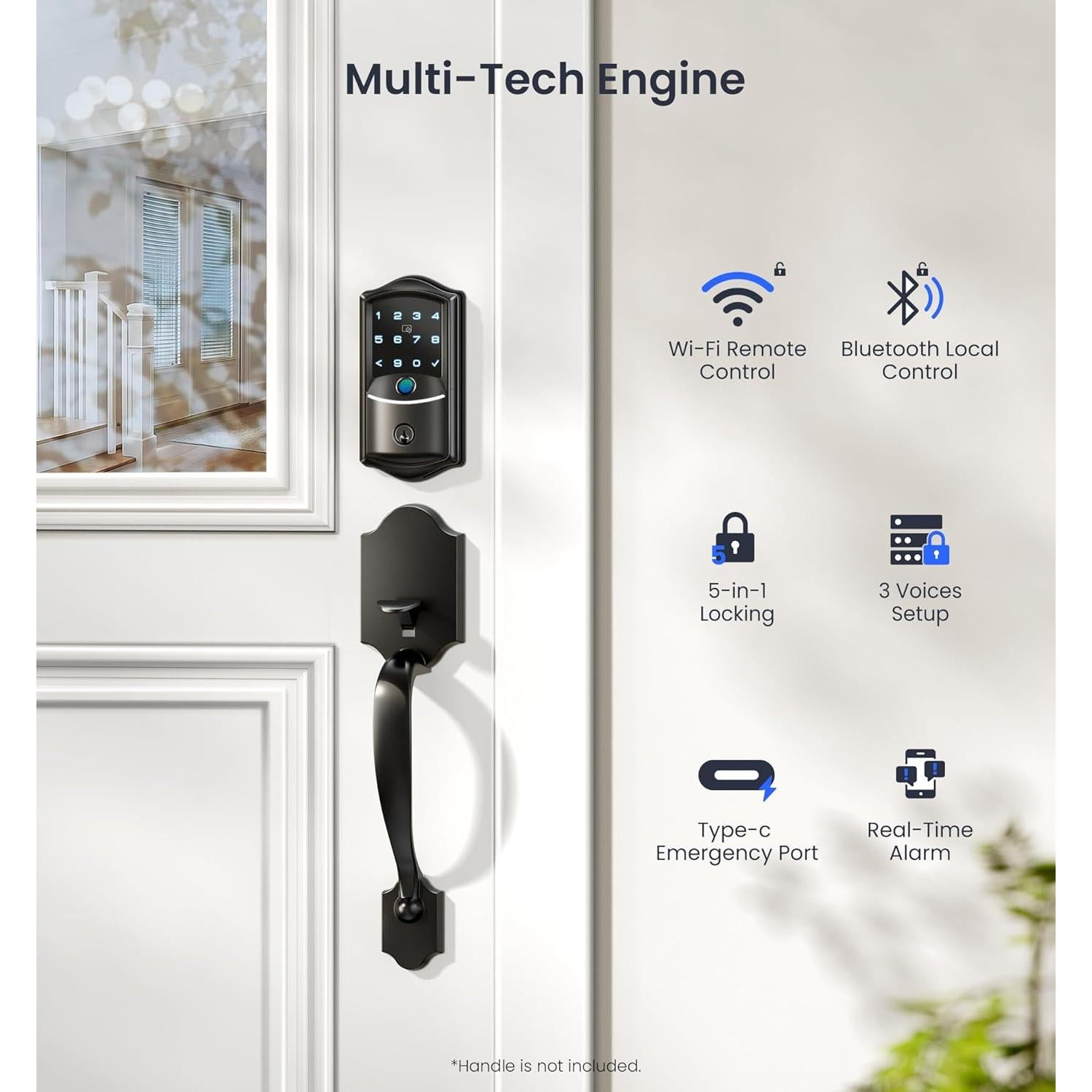 Cerradura Inteligente Veise VE027 con Wi-Fi y Control Remoto
