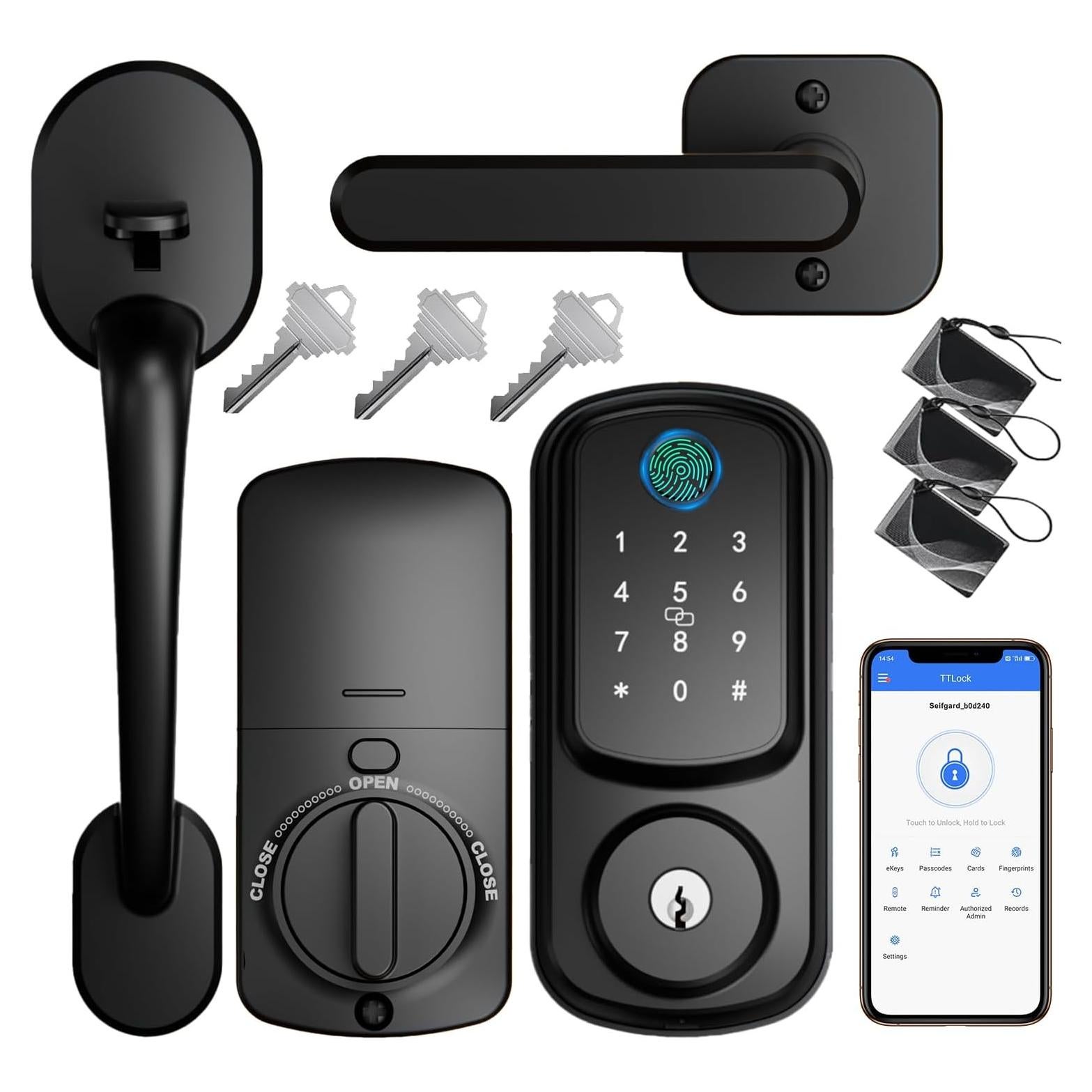 Cerradura inteligente Seifgard doble cilindro sin llave negra