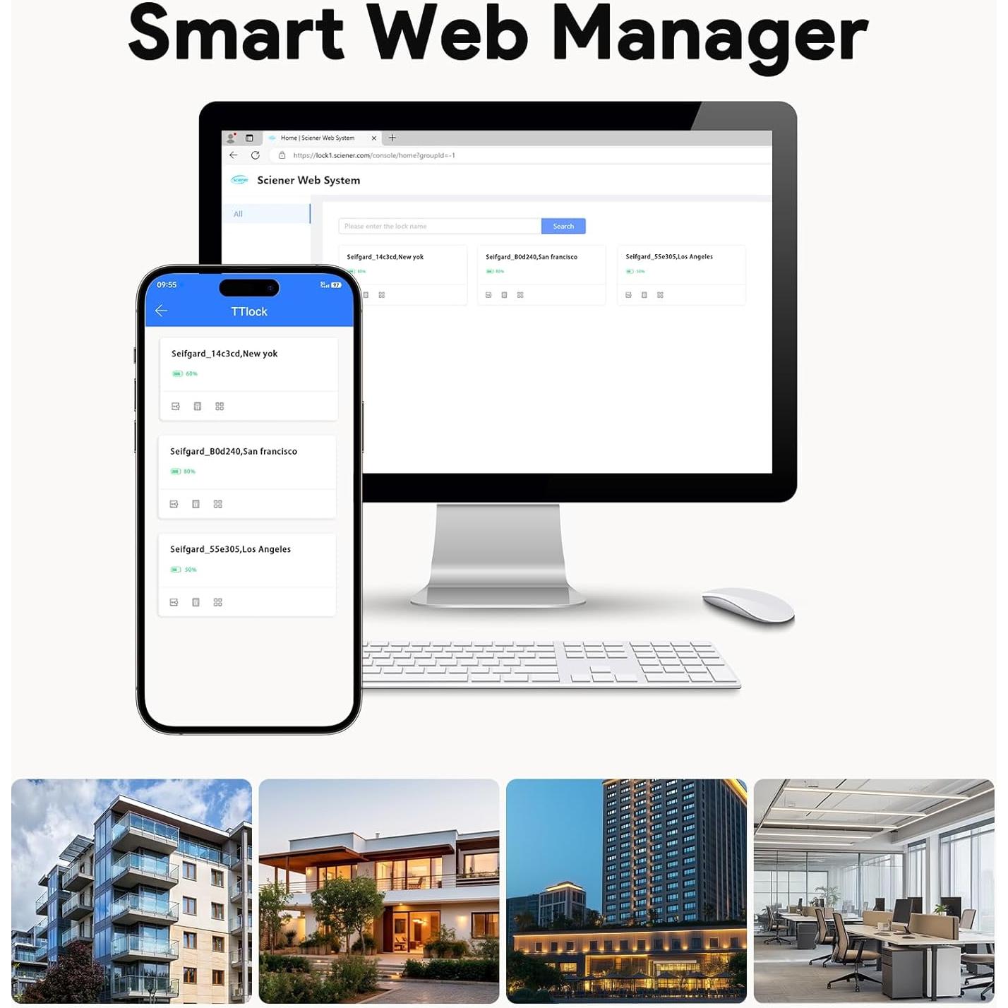 Cerradura inteligente Seifgard doble cilindro sin llave negra