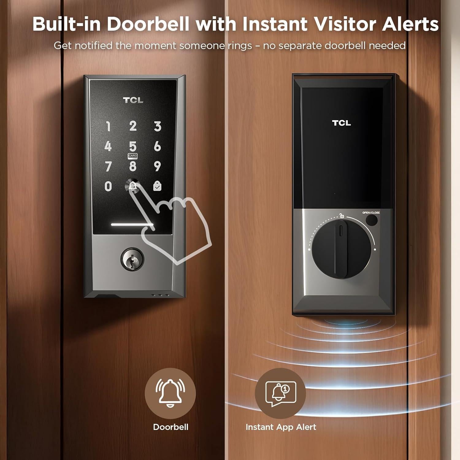 Cerradura Inteligente TCL D2 con Timbre y WiFi - Gris Oscuro