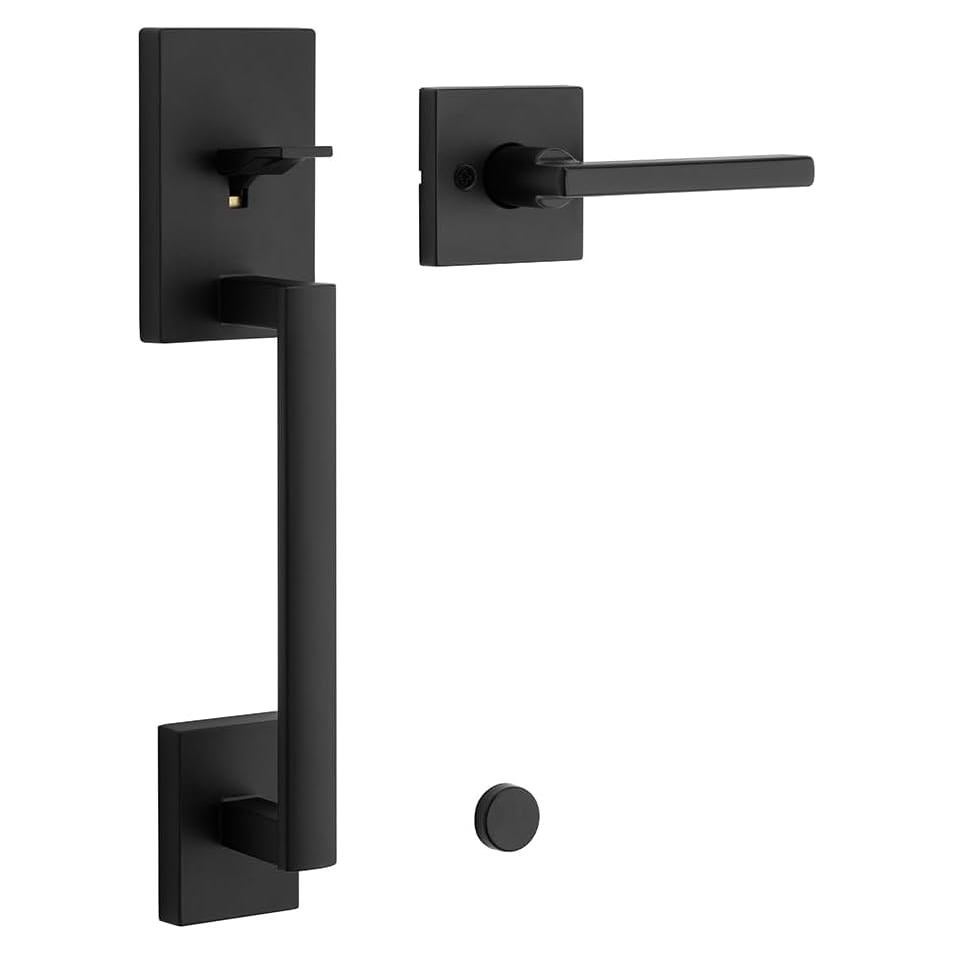 Manija de Puerta Frontal Kwikset San Clemente Negro Mate