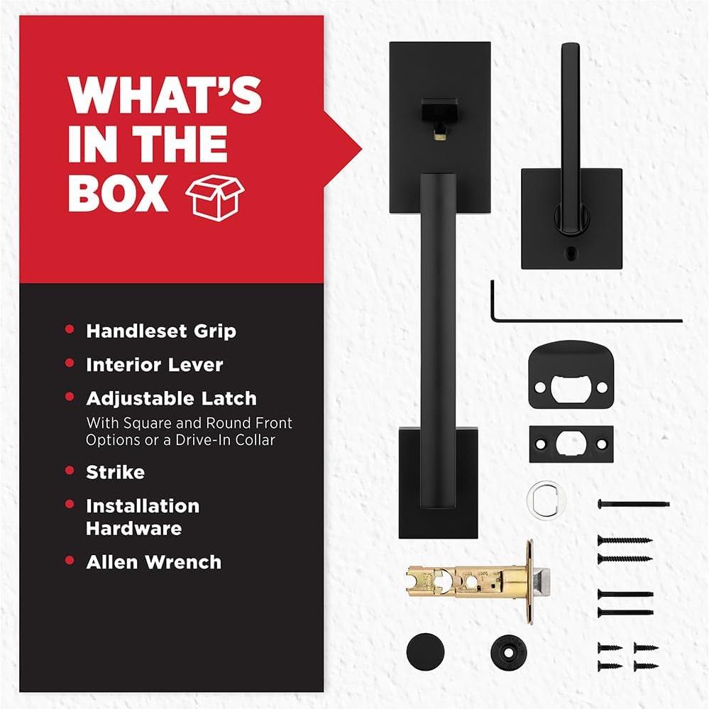 Manija de Puerta Frontal Kwikset San Clemente Negro Mate