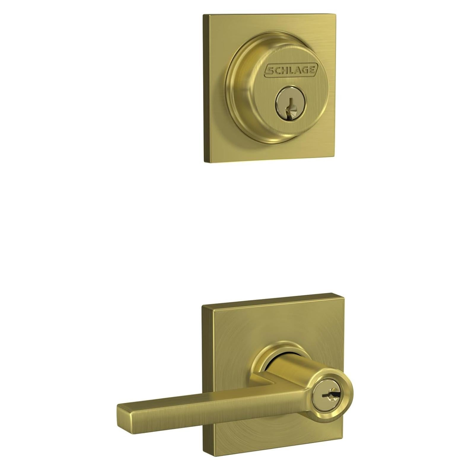 Cerrojo y Palanca de Entrada Schlage FB55N Latón Satinado