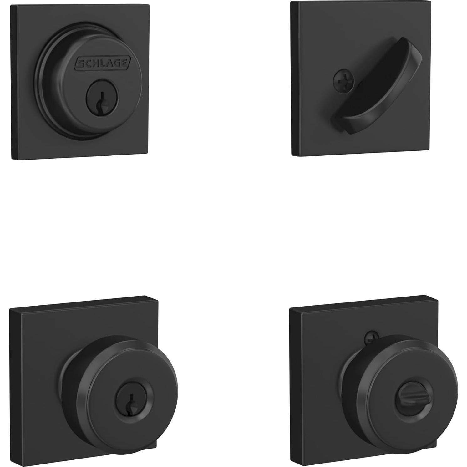 Cerrojo Schlage FB55 N G BWE 622 con Perilla Bowery Negro Mate