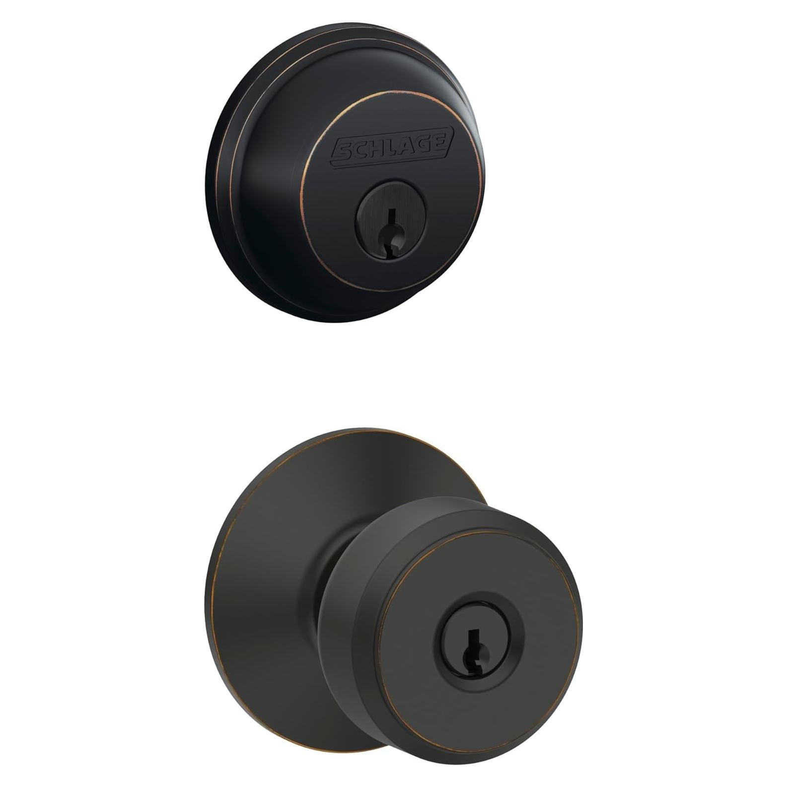 Cerradura de Cilindro Simple Schlage Bowery Bronce Envejecido