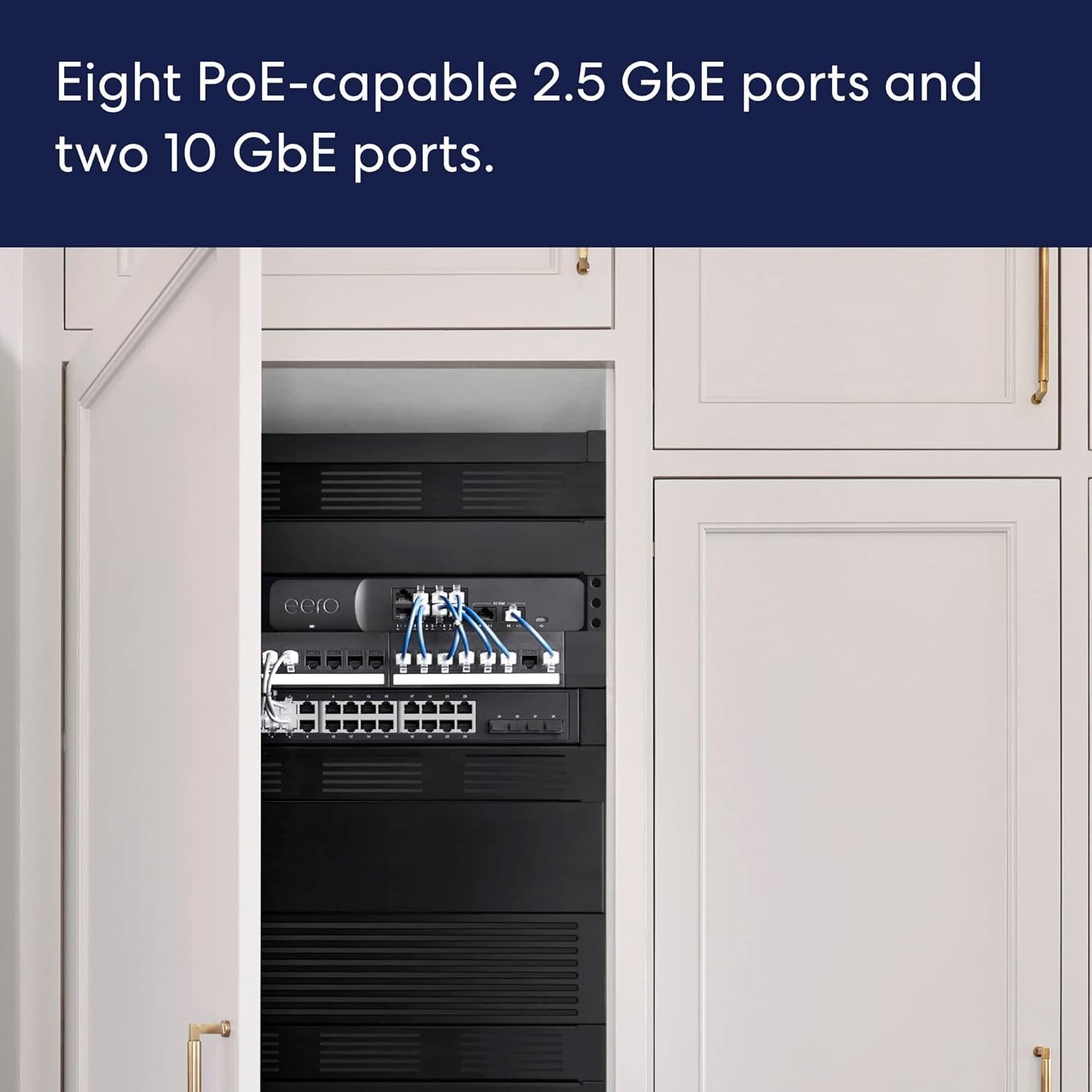 Amazon eero PoE Gateway - 10-port eero router and PoE switch (Two 10 GbE ports, eight 2.5 GbE PoE ports)