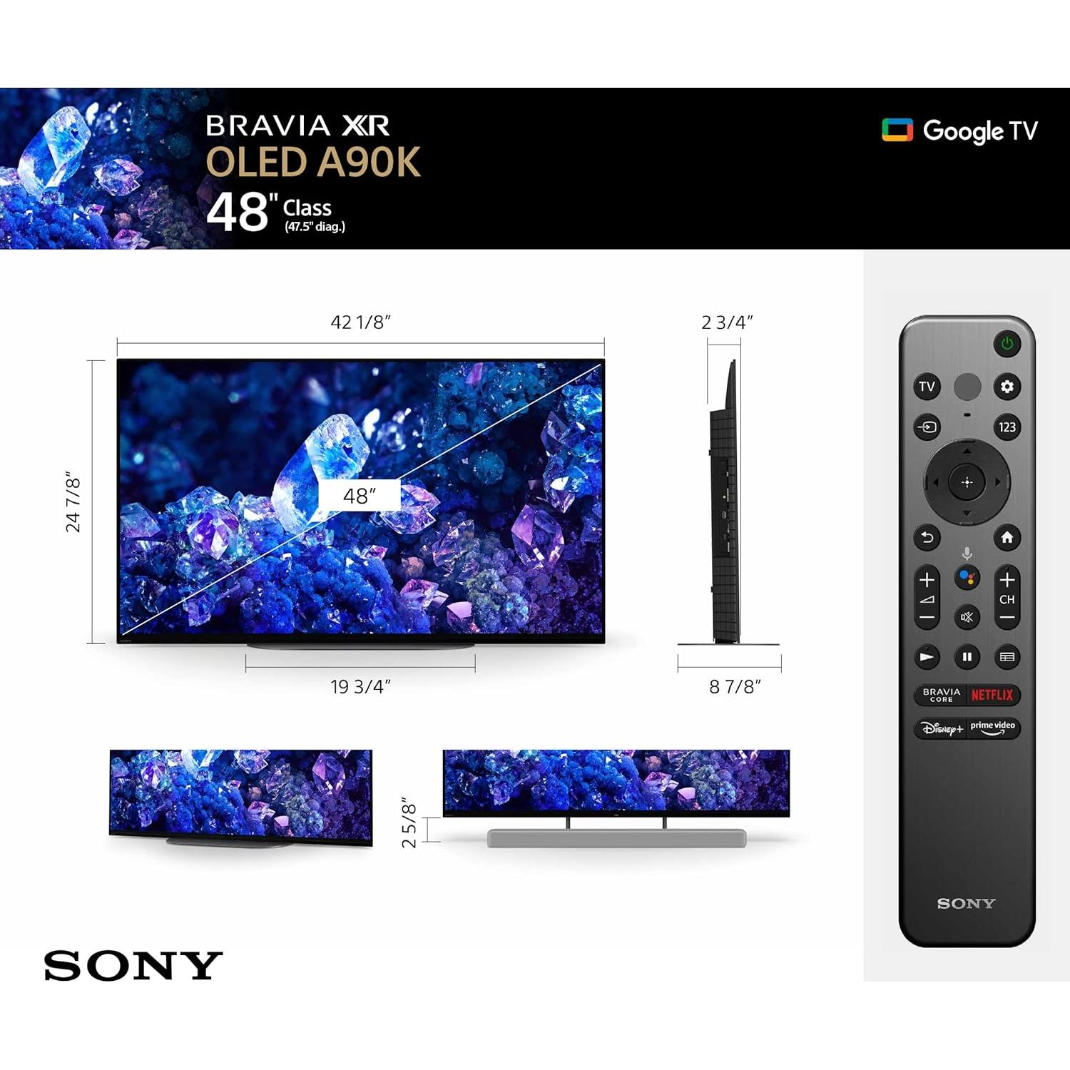 Sony 48" 4K OLED TV BRAVIA XR A90K con Dolby Vision y Google TV
