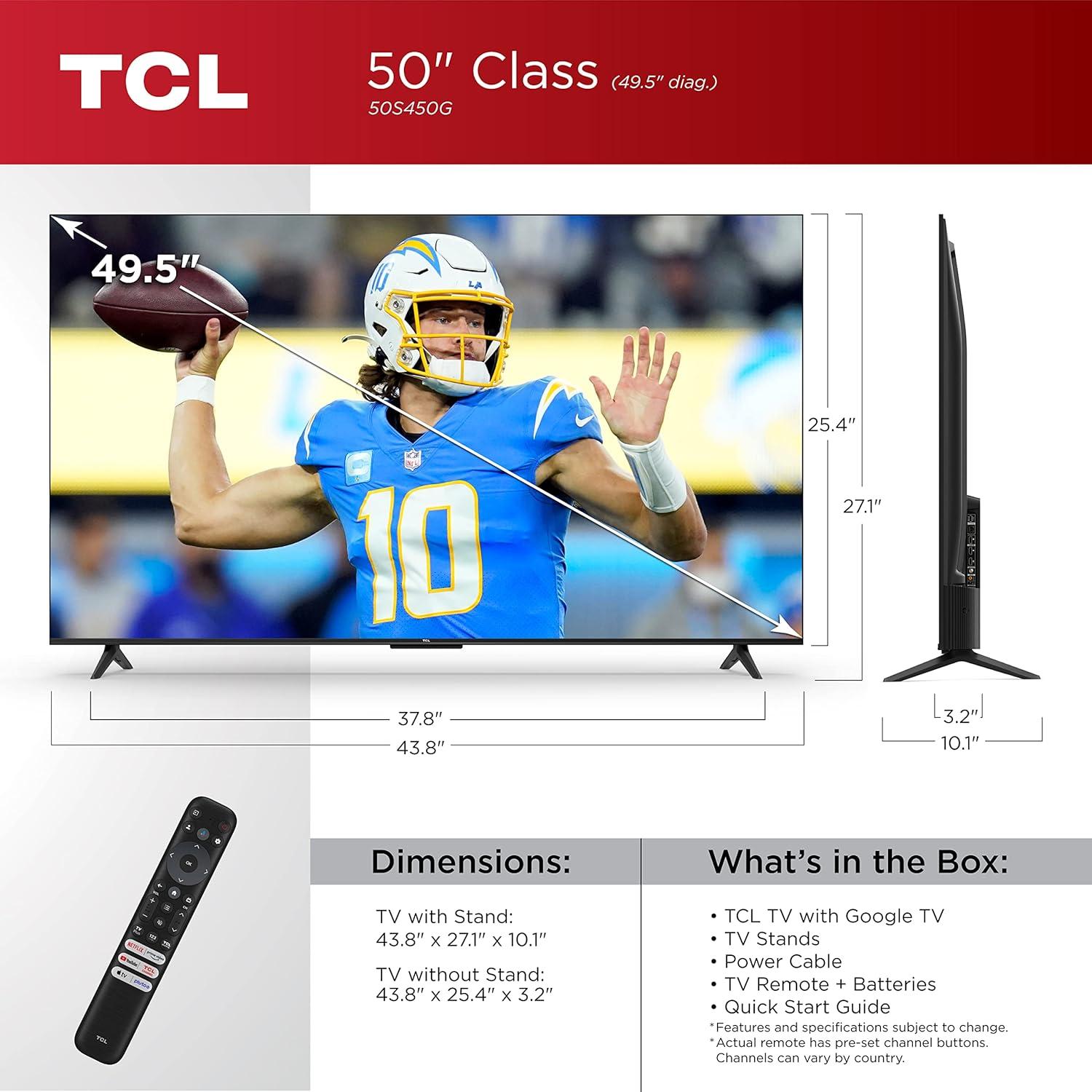 Televisor Inteligente TCL 50" 4K UHD LED Google TV 2023