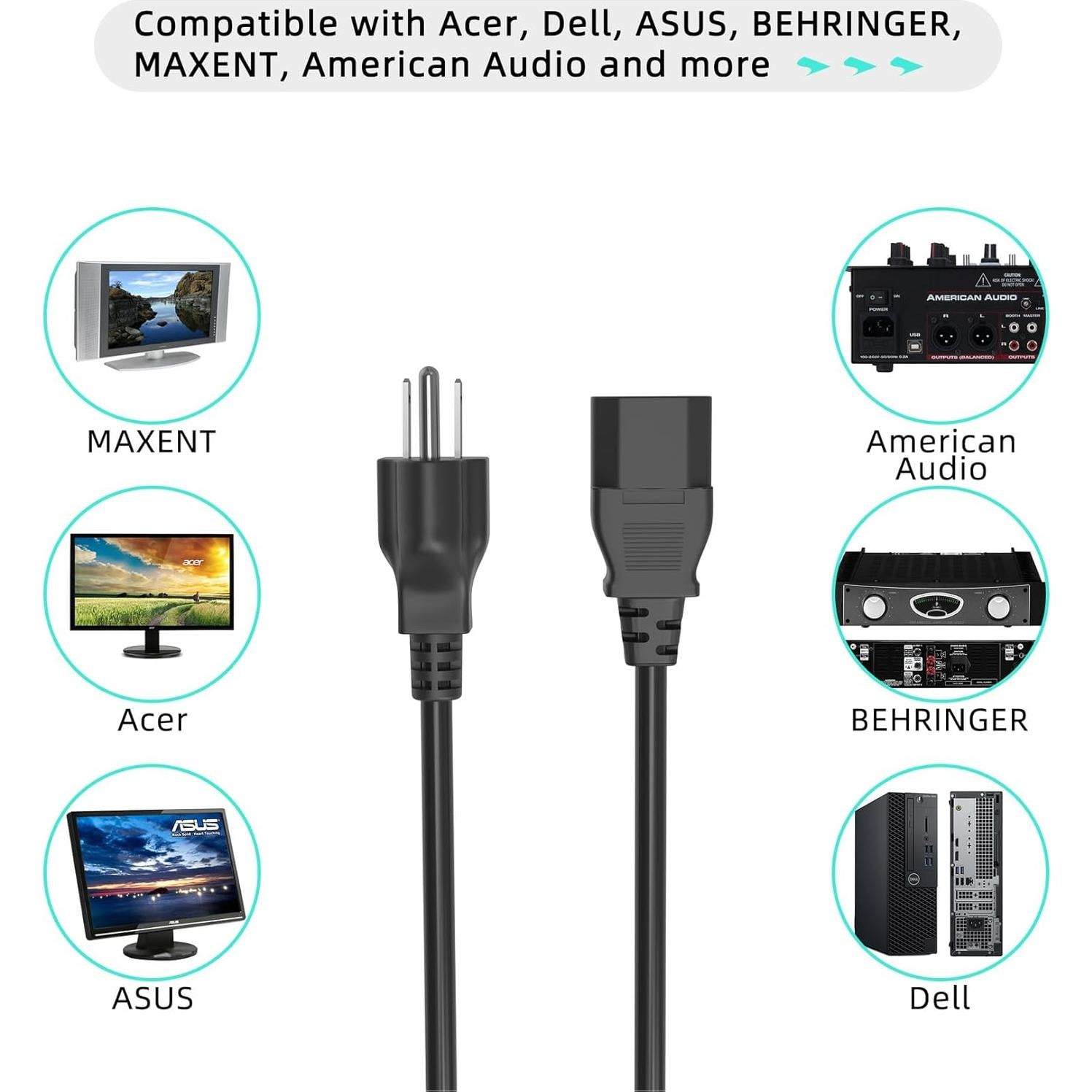 Cable de Alimentación AC 1.83m UL para Proyector BenQ HT2050A