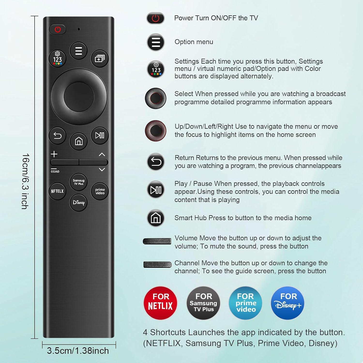 Controles Remotos Reemplazo Samsung TV 2018-2024 IR Universal