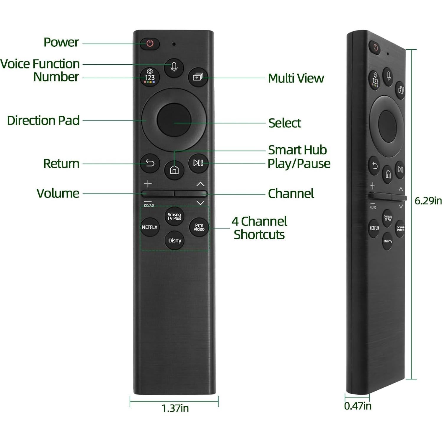 Control Remoto Qzanyee Life BN59-01385A para Samsung Smart TV