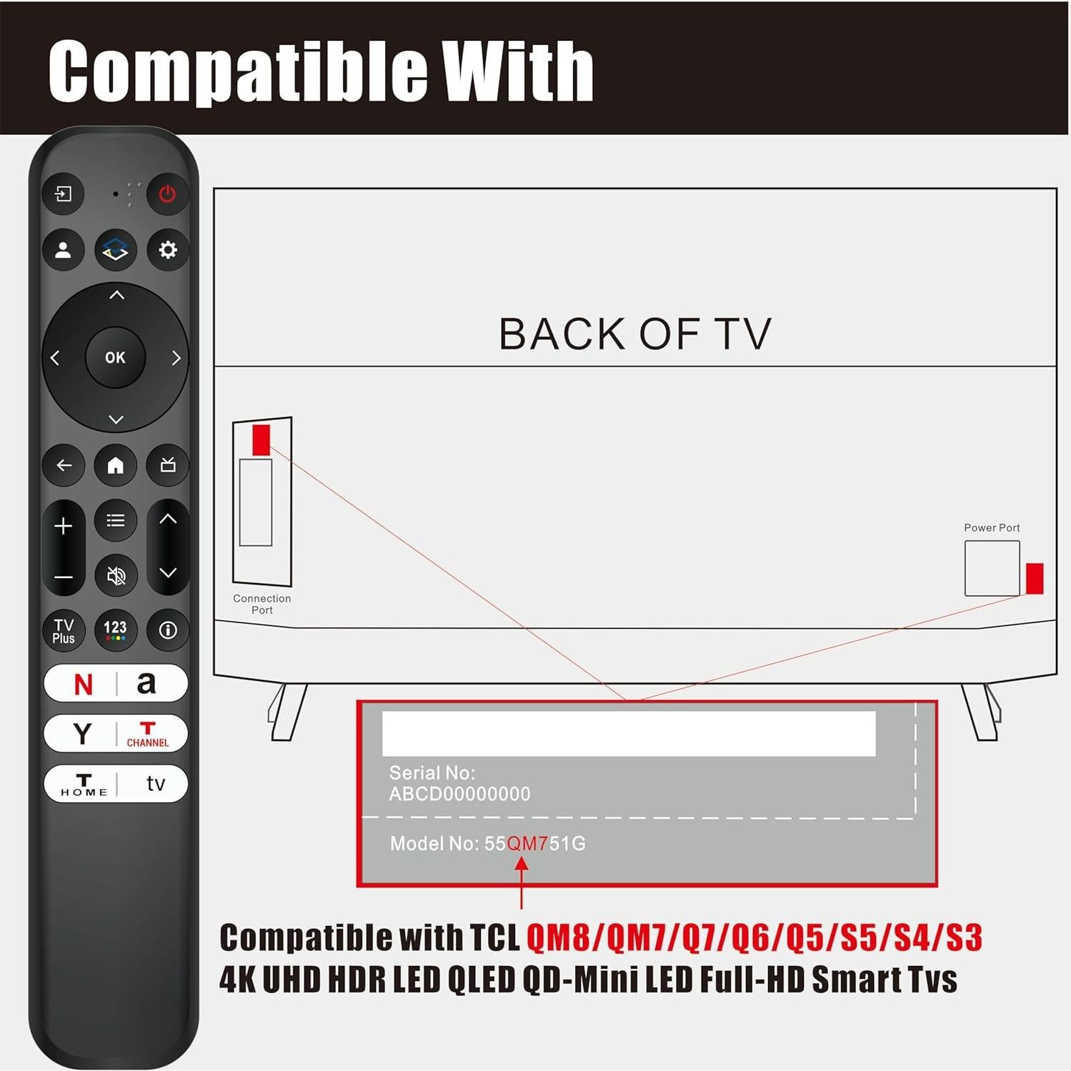 Control Remoto Universal TCL Google TV RC813 Sin Voz 61.88g