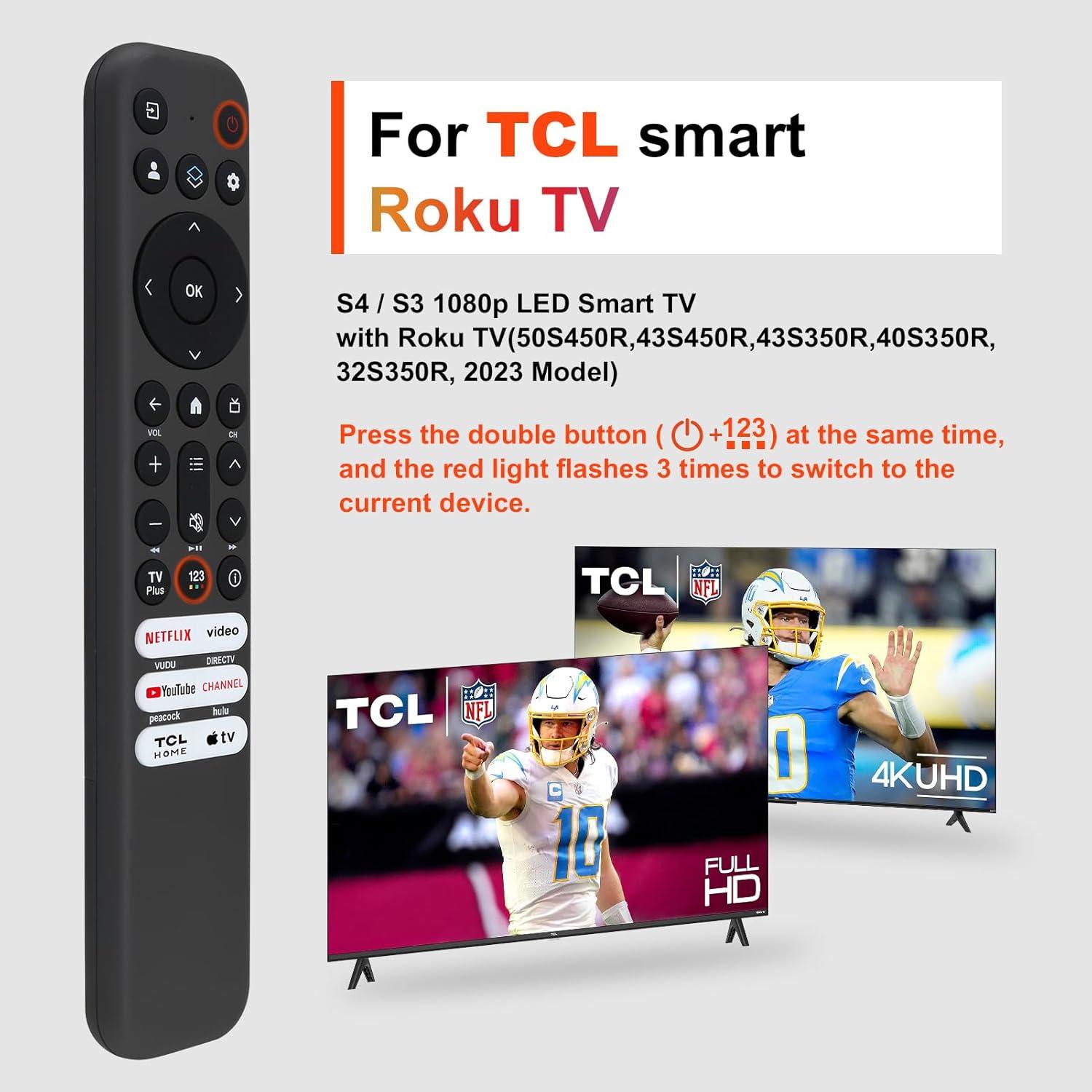 Control Remoto Reemplazo TCL para TV Google/Roku 4K UHD