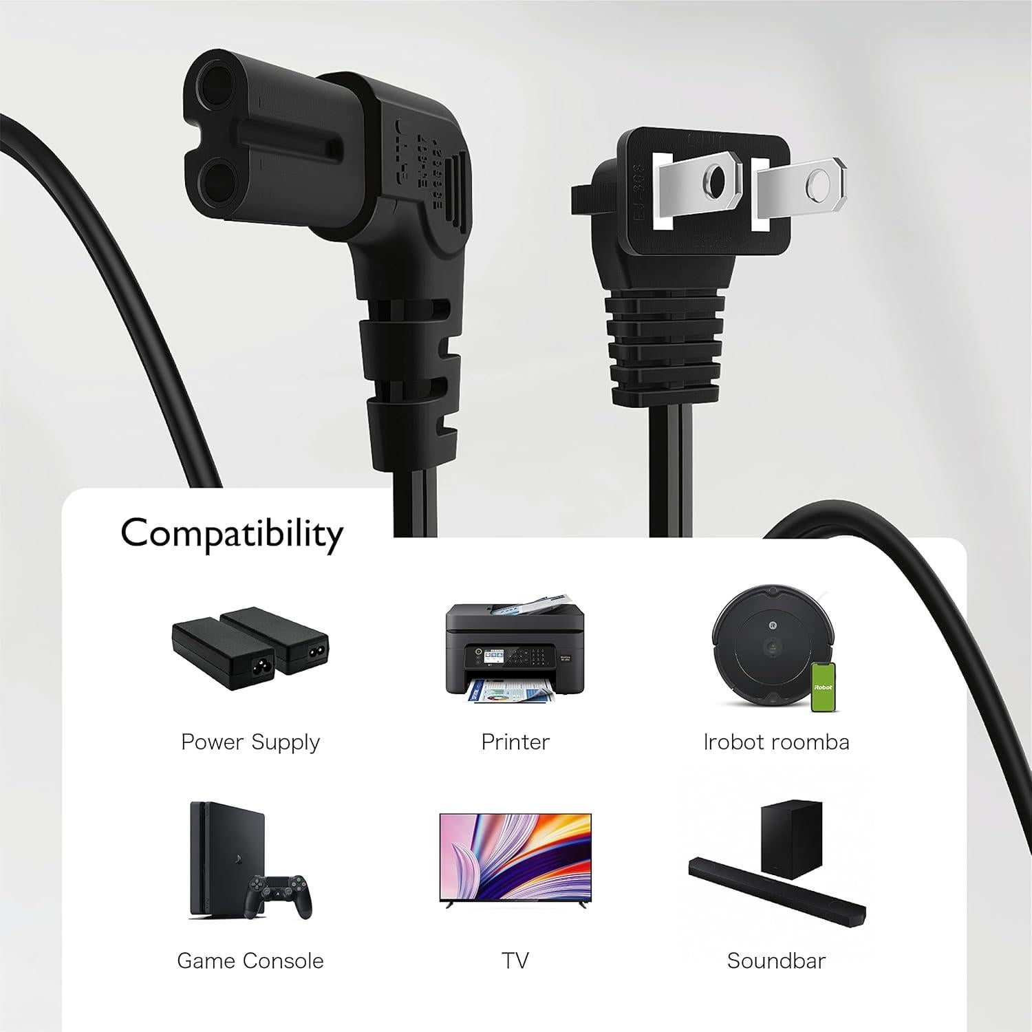 Cable de Alimentación NEMA 1-15P a IEC320 C7 1.83m TNP Negro