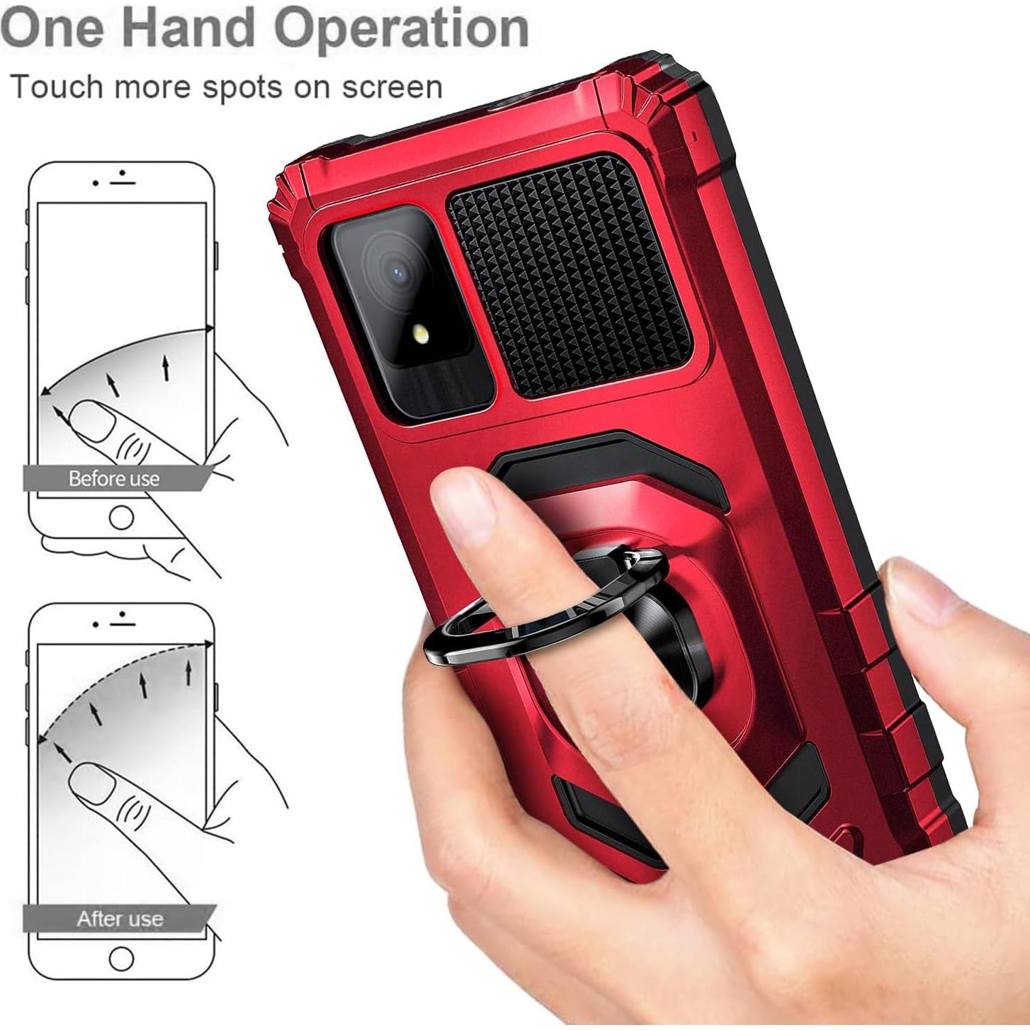 Funda protectora TCL K11 T432W con soporte de anillo Rojo