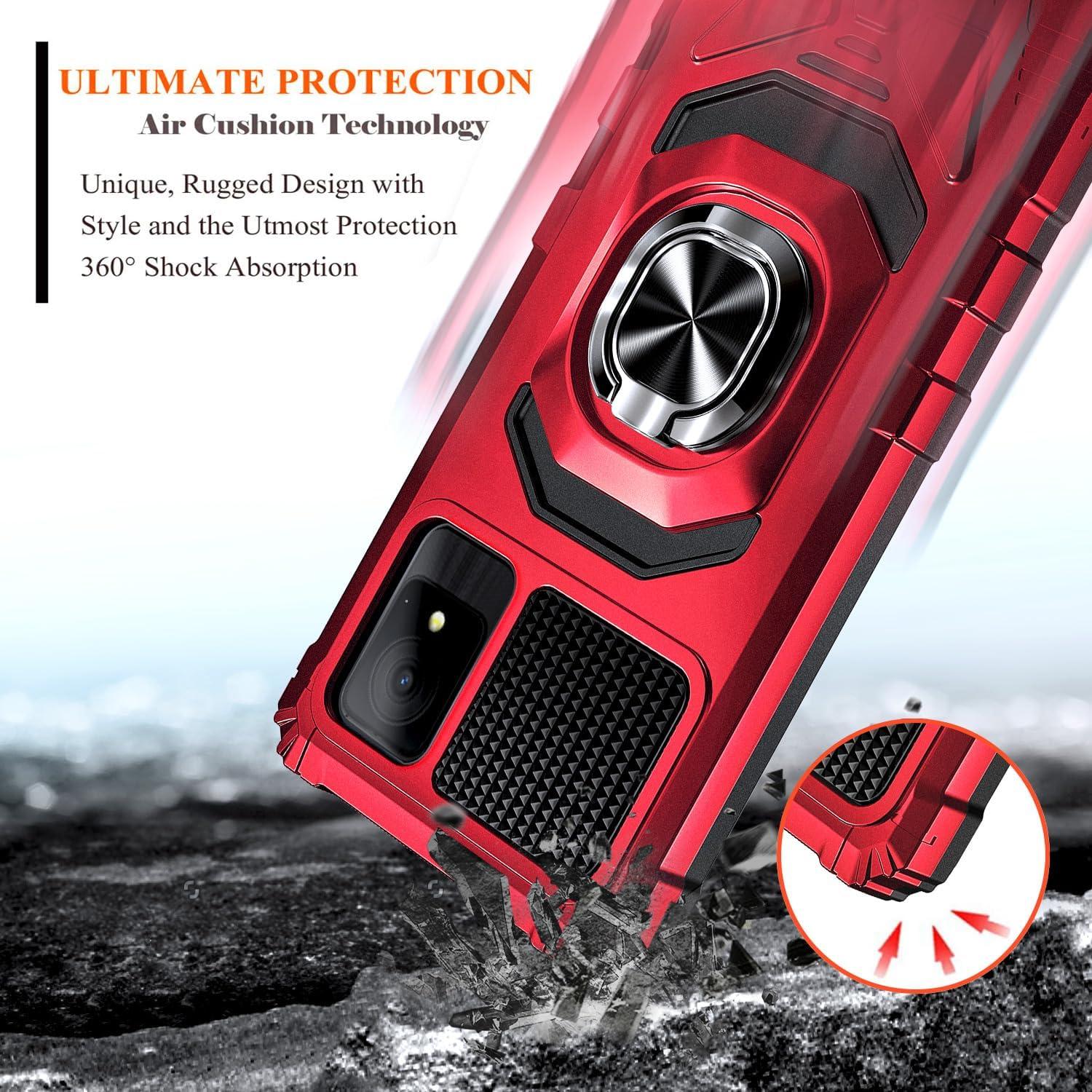Funda protectora TCL K11 T432W con soporte de anillo Rojo