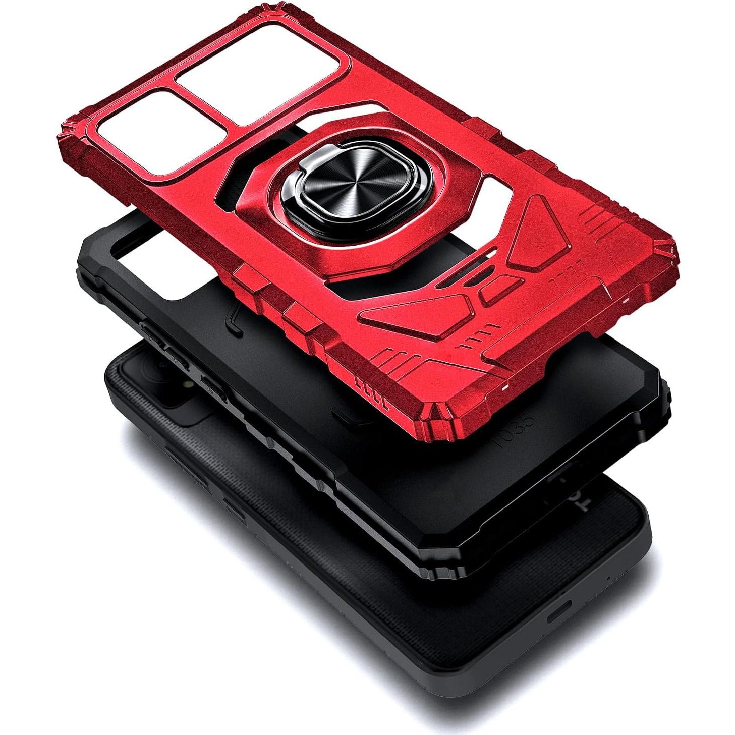 Funda protectora TCL K11 T432W con soporte de anillo Rojo